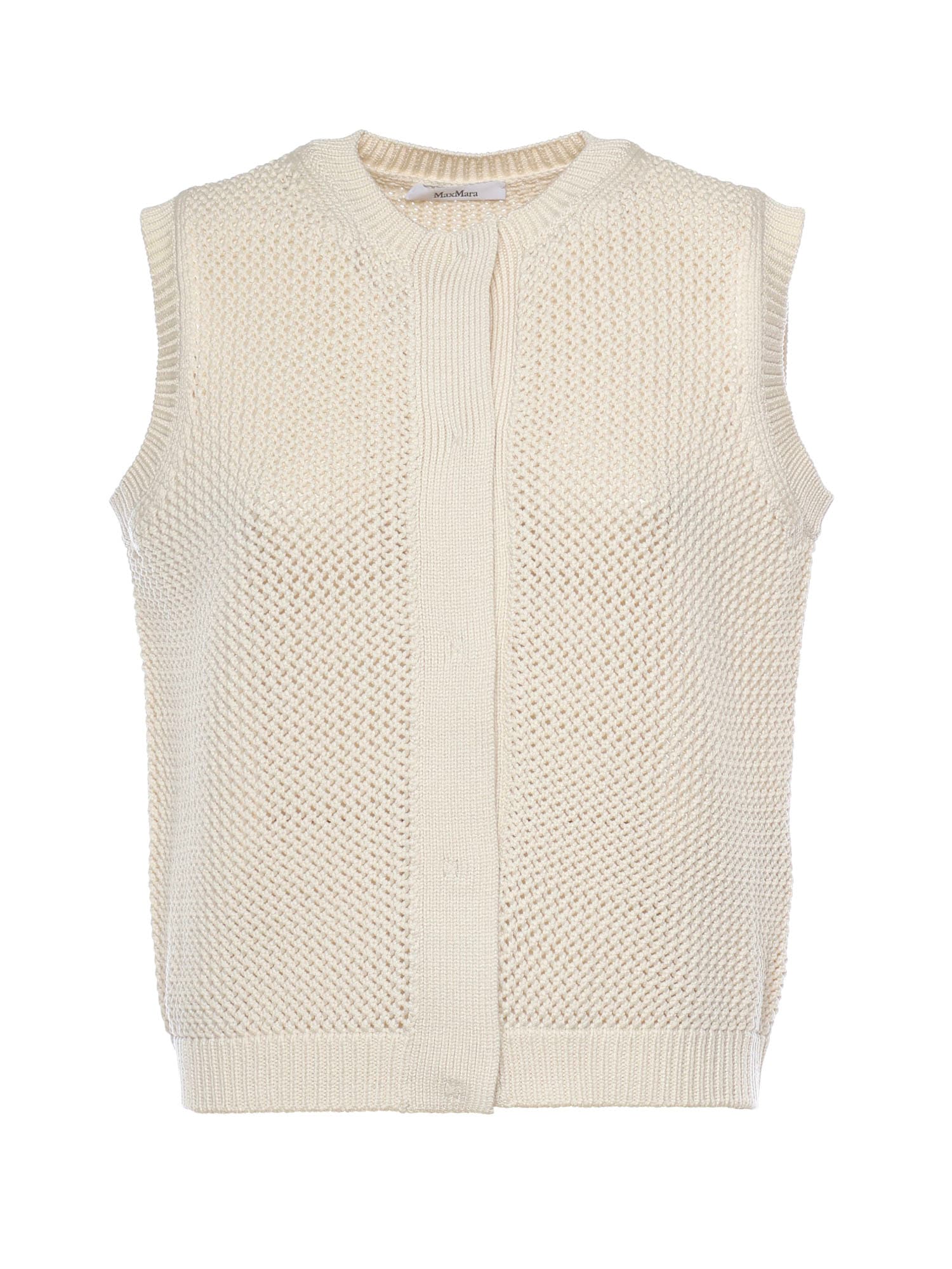 Max Mara Open-knit Silk-blend Top In Multi