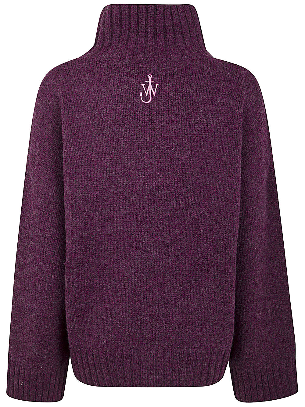 Jw Anderson Colorblock Patch Pocket Oversized Wool Turtleneck Sweater In Plum Bubble Gum Pink