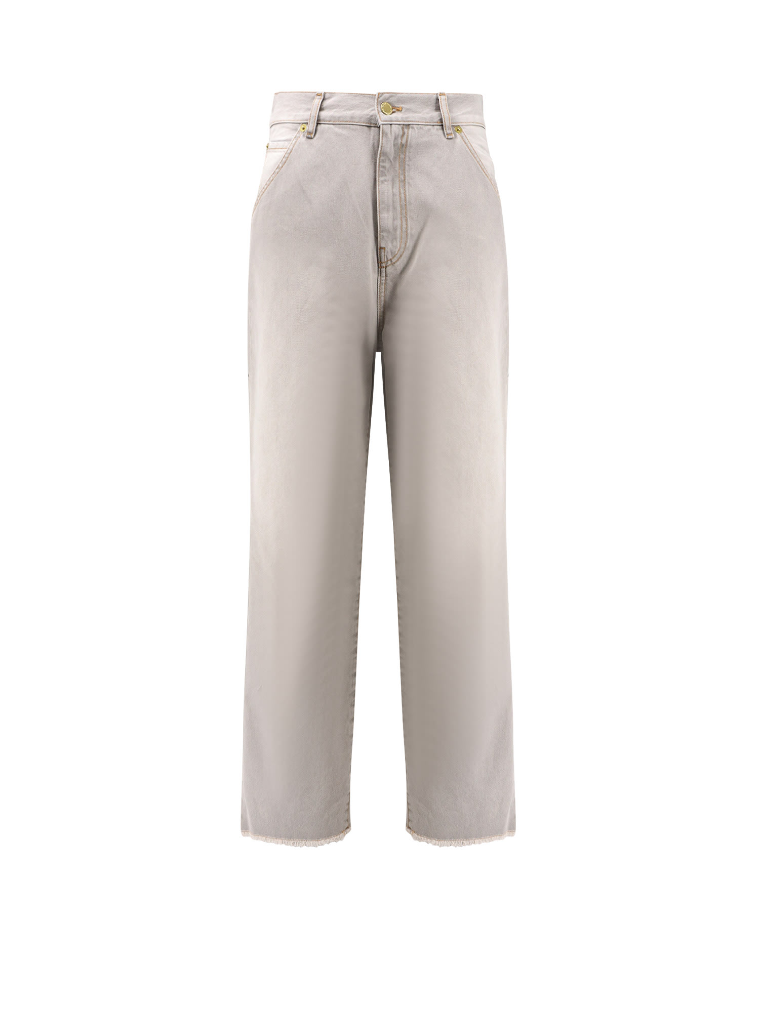 Darkpark Frayed Hem Contrast Detail Trousers In Gray