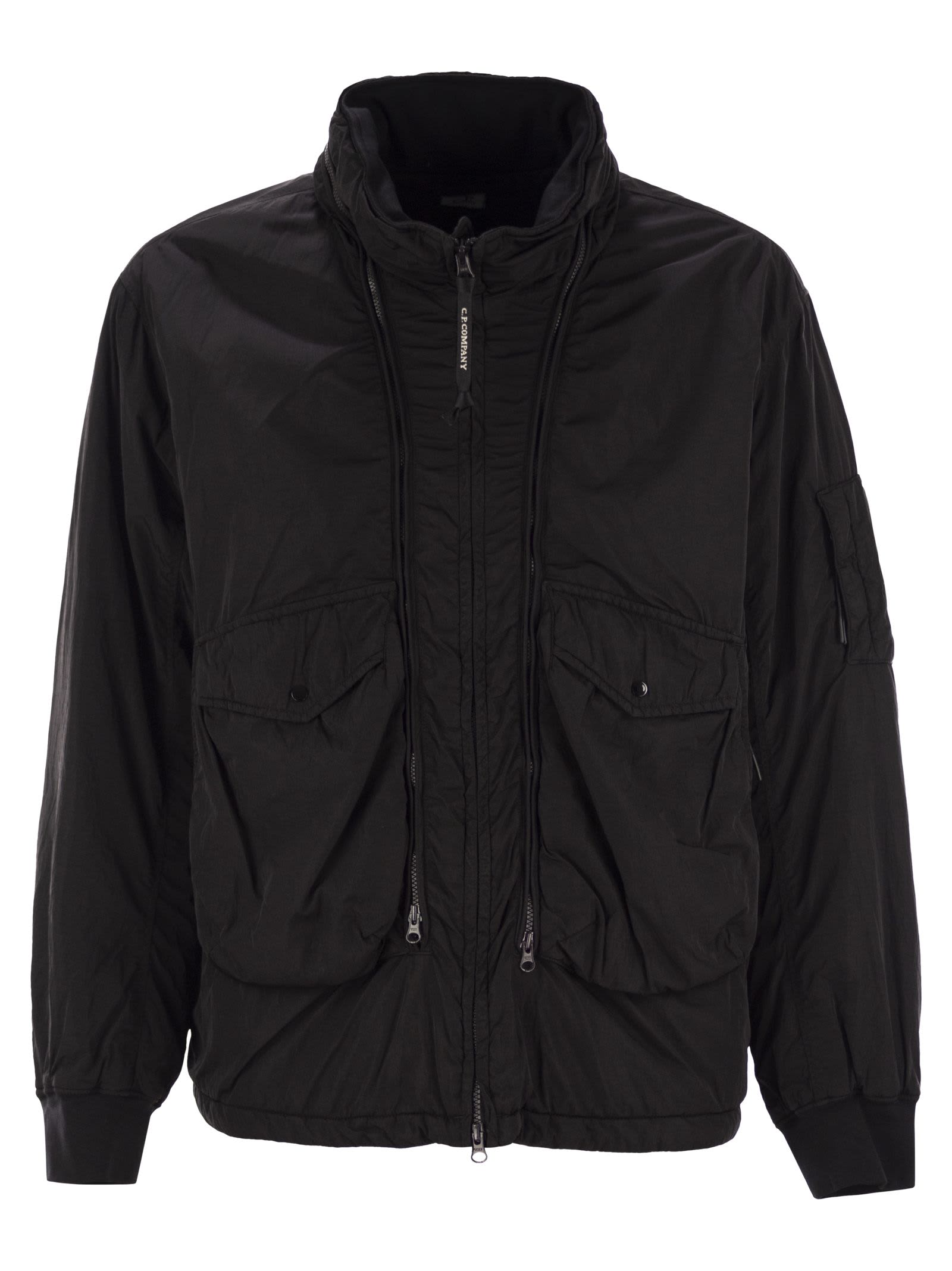 Shop C.p. Company Chrome-r Body Zippers Padded Jacket In Nero