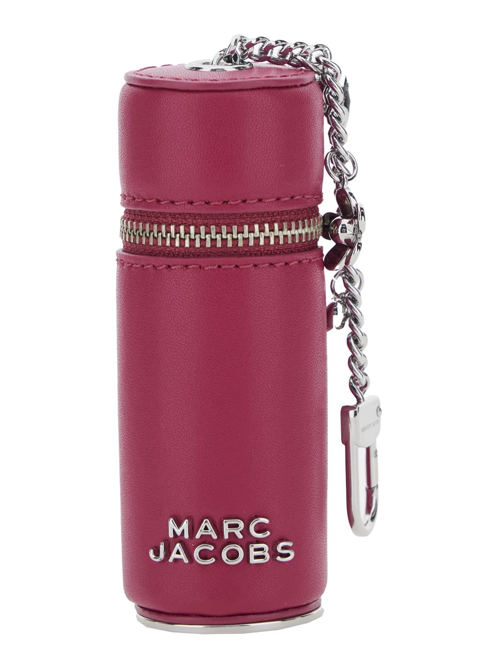 Marc Jacobs The Lipstick Case Charm Pink Keychain With Pendants And Logoed Lipstick Holder In Leather And Brass