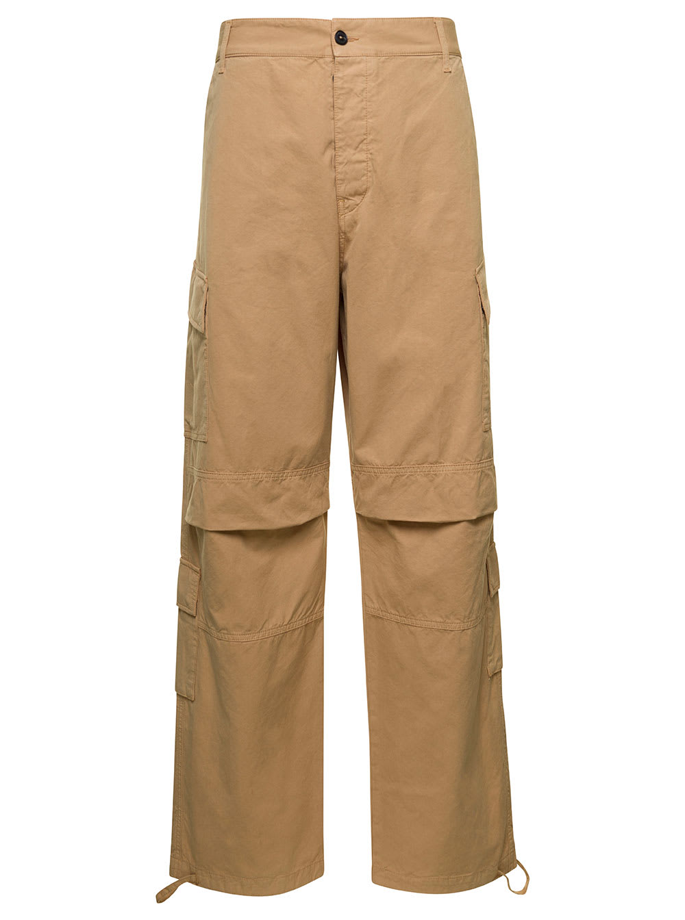 Shop Darkpark Saint Beige Cargo Pants With Pockets In Cotton Man