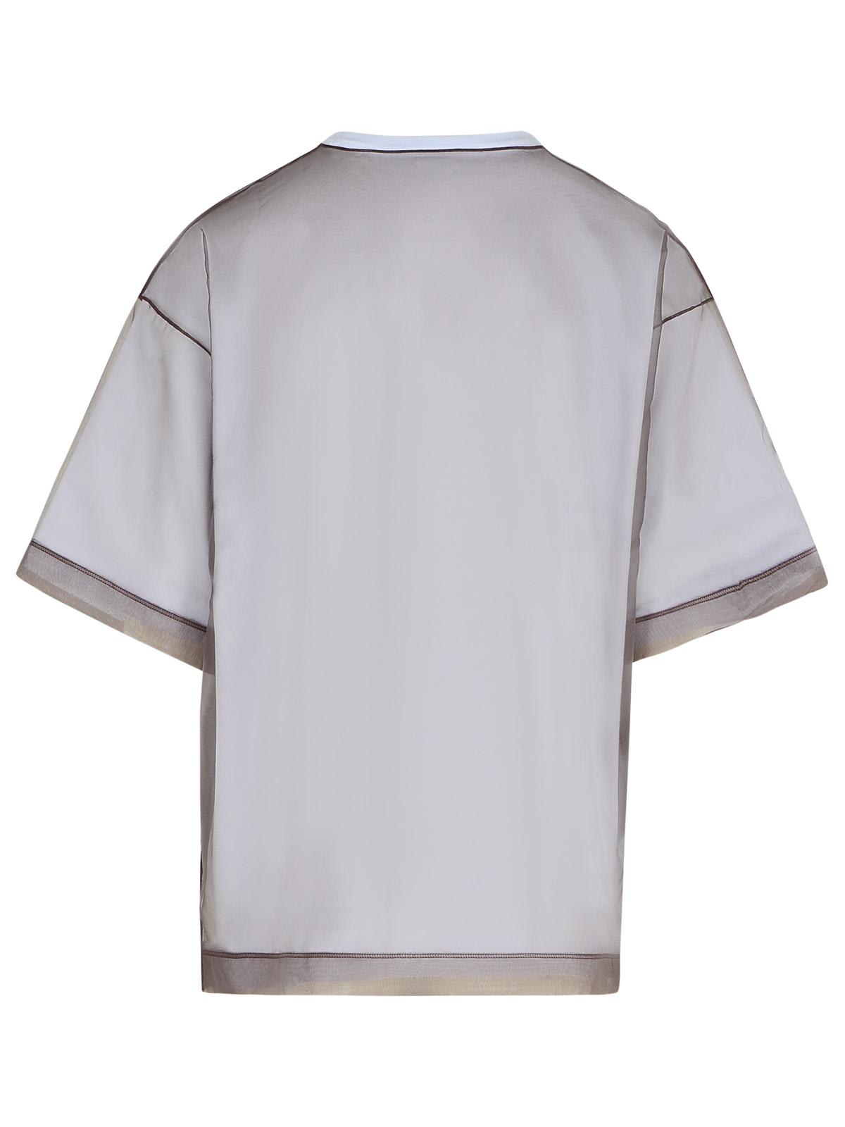 Dries Van Noten Layered Cotton Blend T-shirt With Sheer Overlay In White