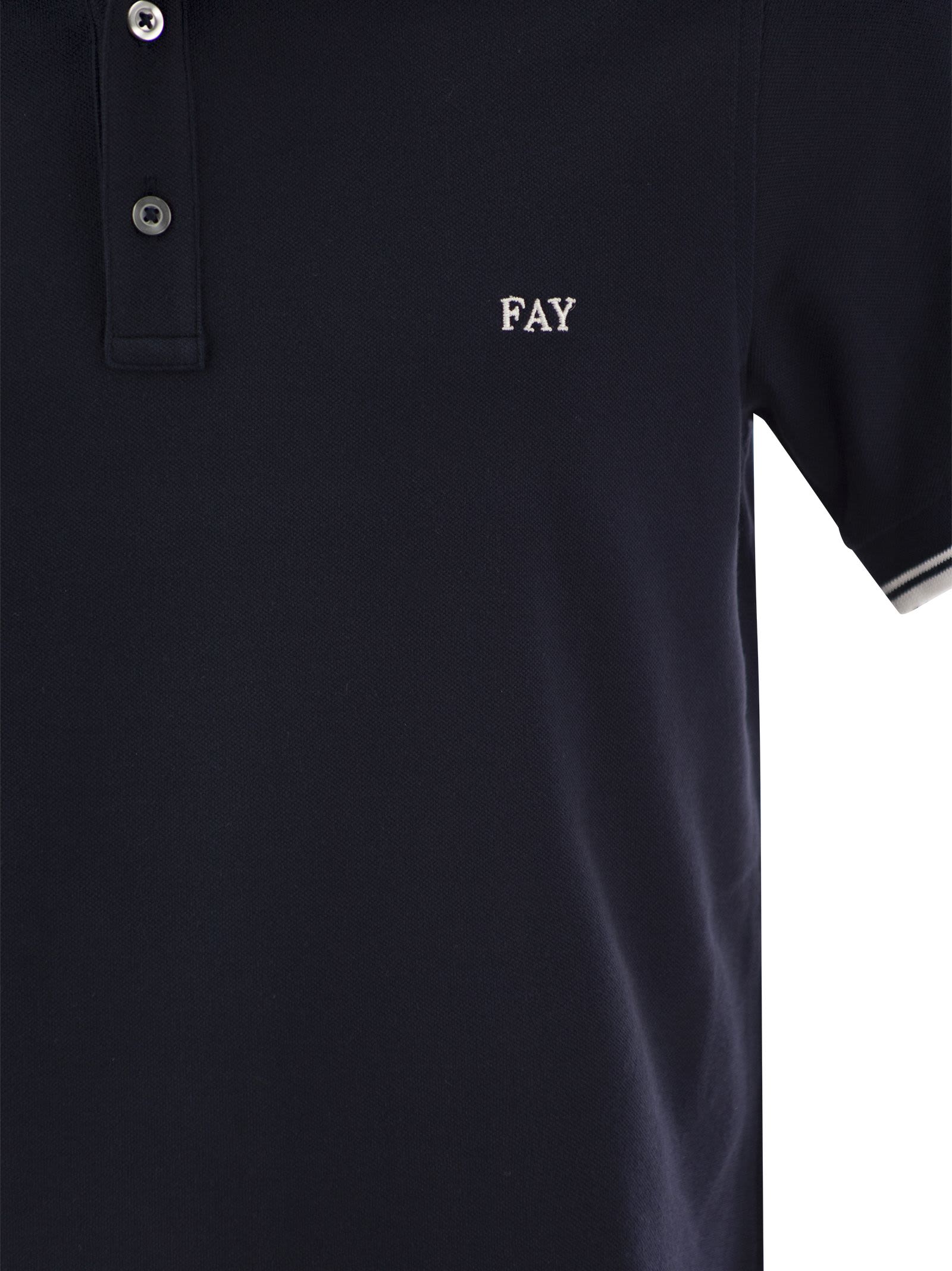 Shop Fay Stretch Polo In Blu