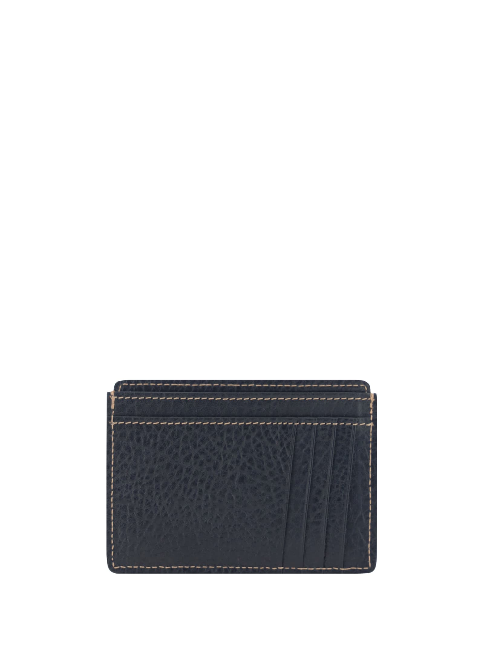 Brunello Cucinelli Compact Stitched Textured Wallet In Blue