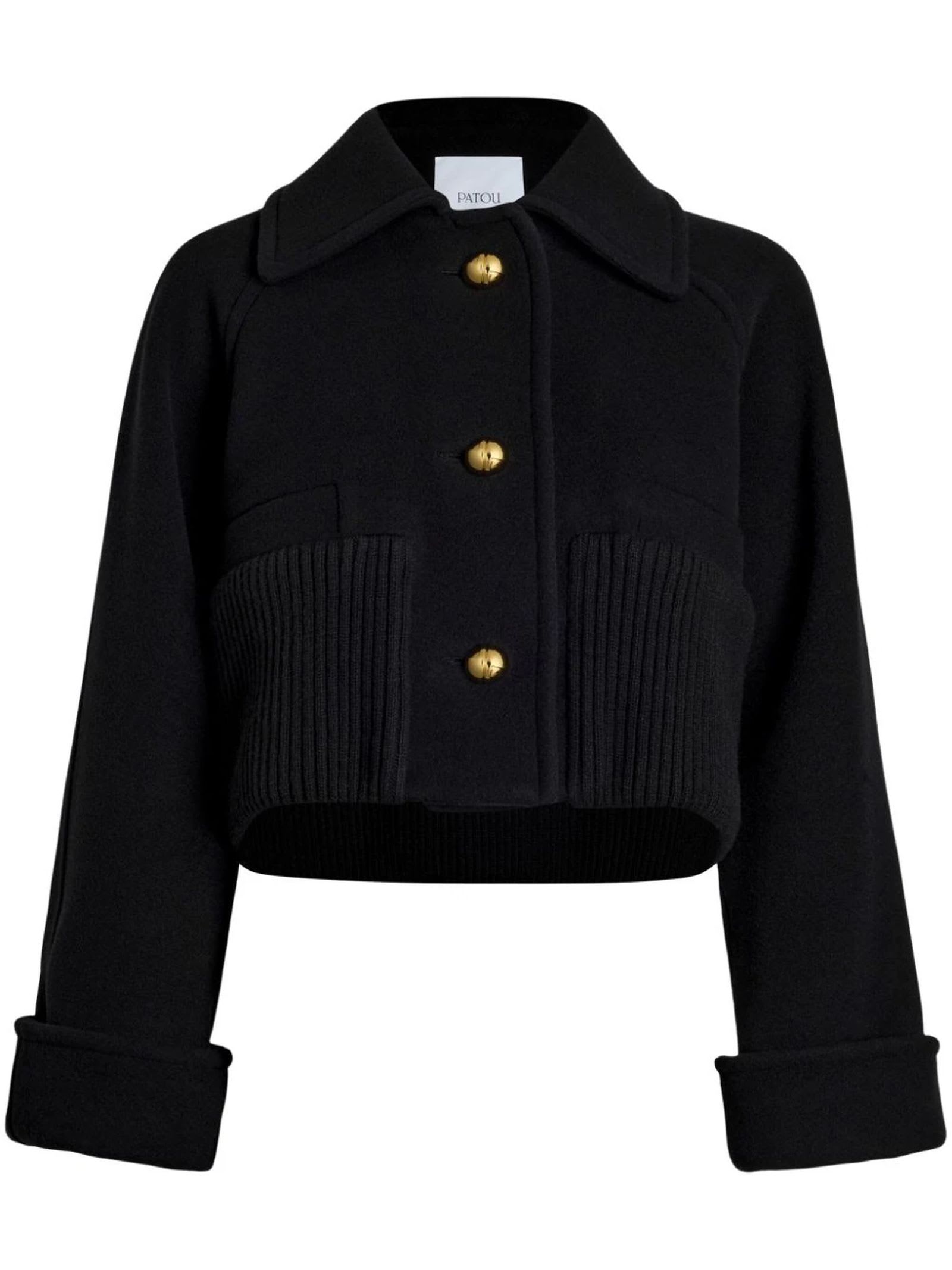 Shop Patou Black Wool And Cashmere Blend Coat