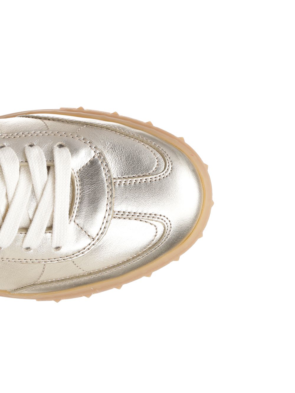 Valentino Garavani Upvillage Panelled Metallic Leather Sneakers In Beige