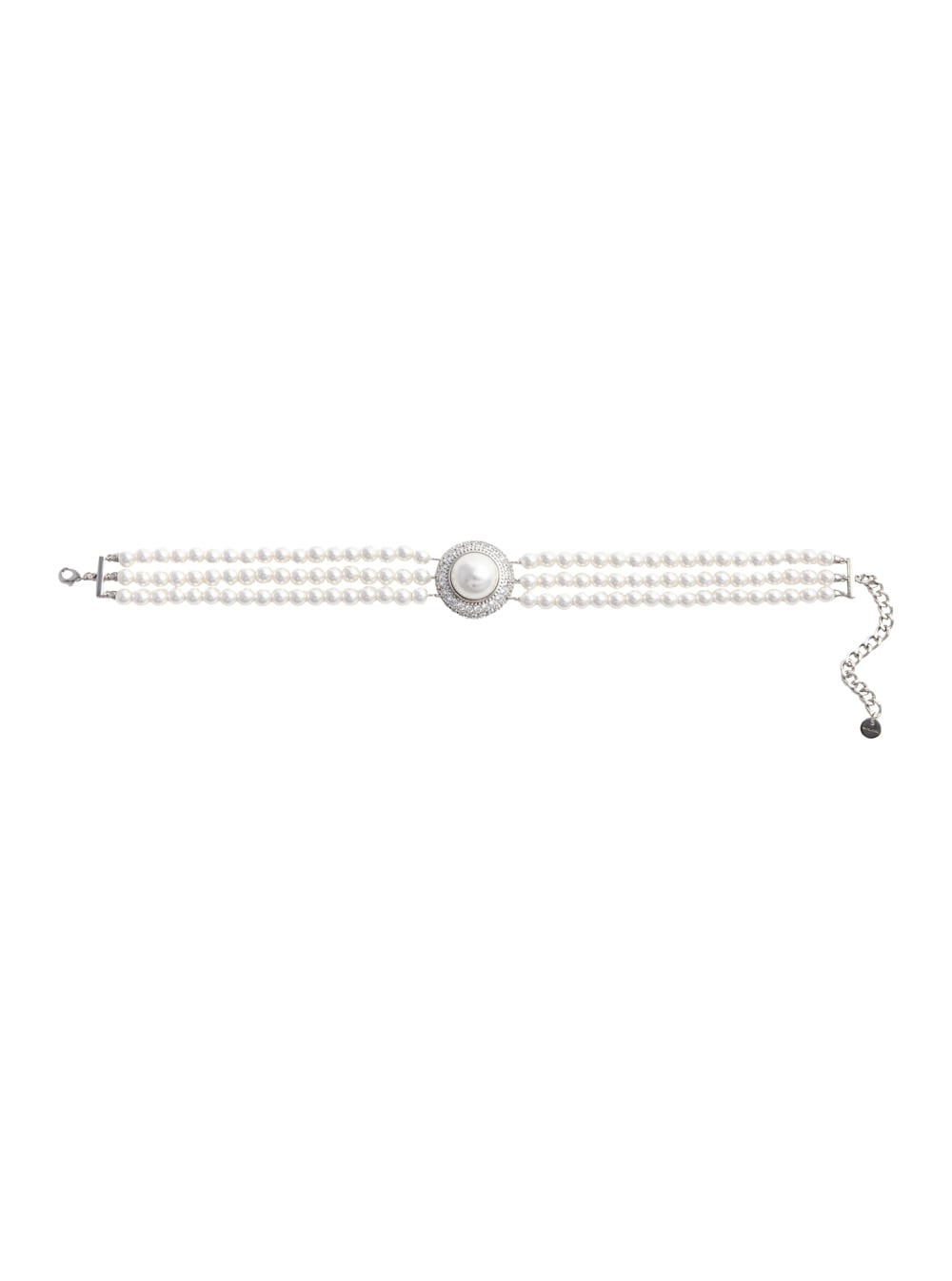Self-portrait White Choker With Crystal And Fau-pearl Embellishments In Brass Woman