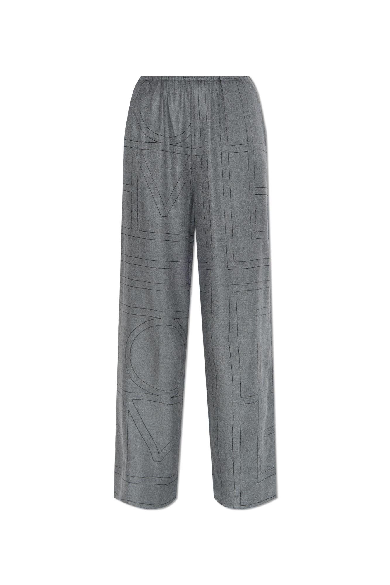 Totême Monogram Flannel Pj Bottoms In Grey