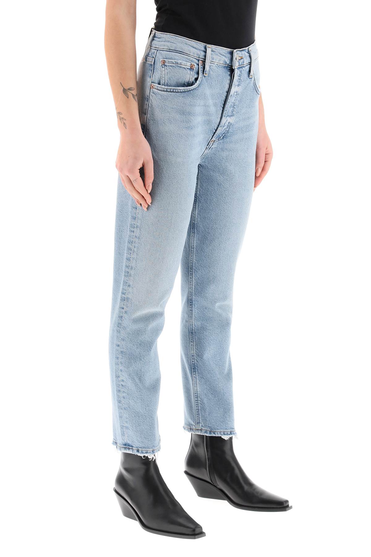 Shop Agolde Riley Jeans In Dynamic (light Blue)