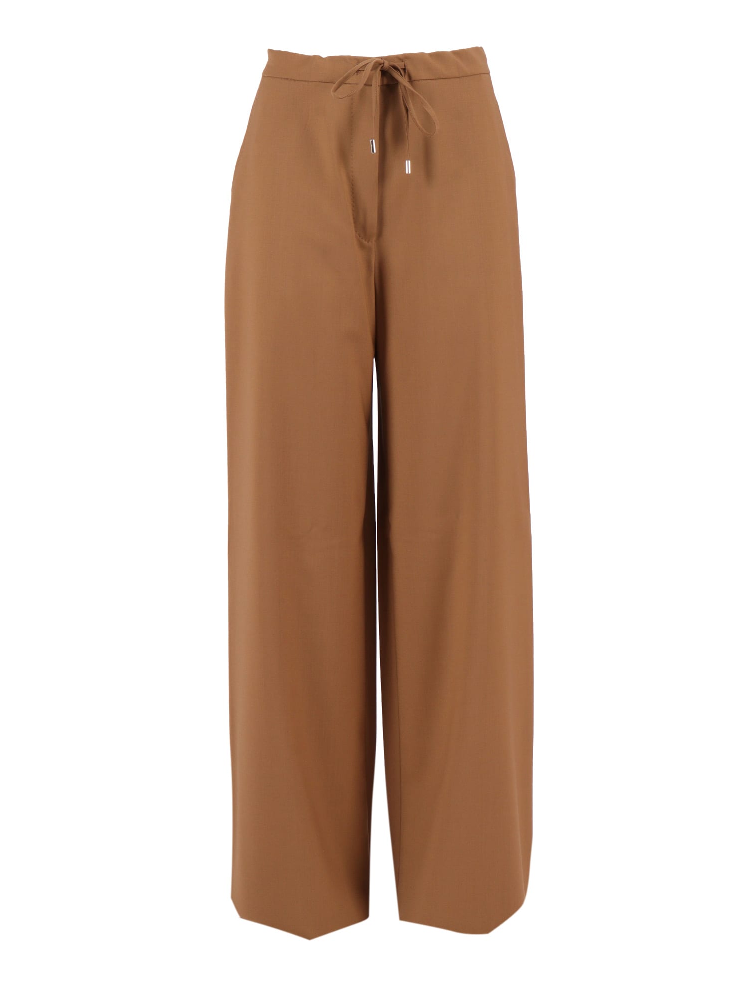 Max Mara Cashmere Drawstring Trousers In Brown