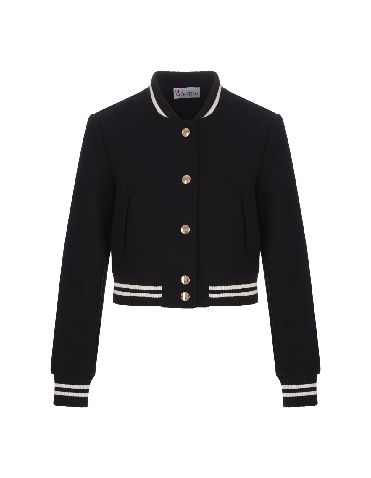 RED Valentino Woman Bomber Jacket In Black Wool And Cashmere