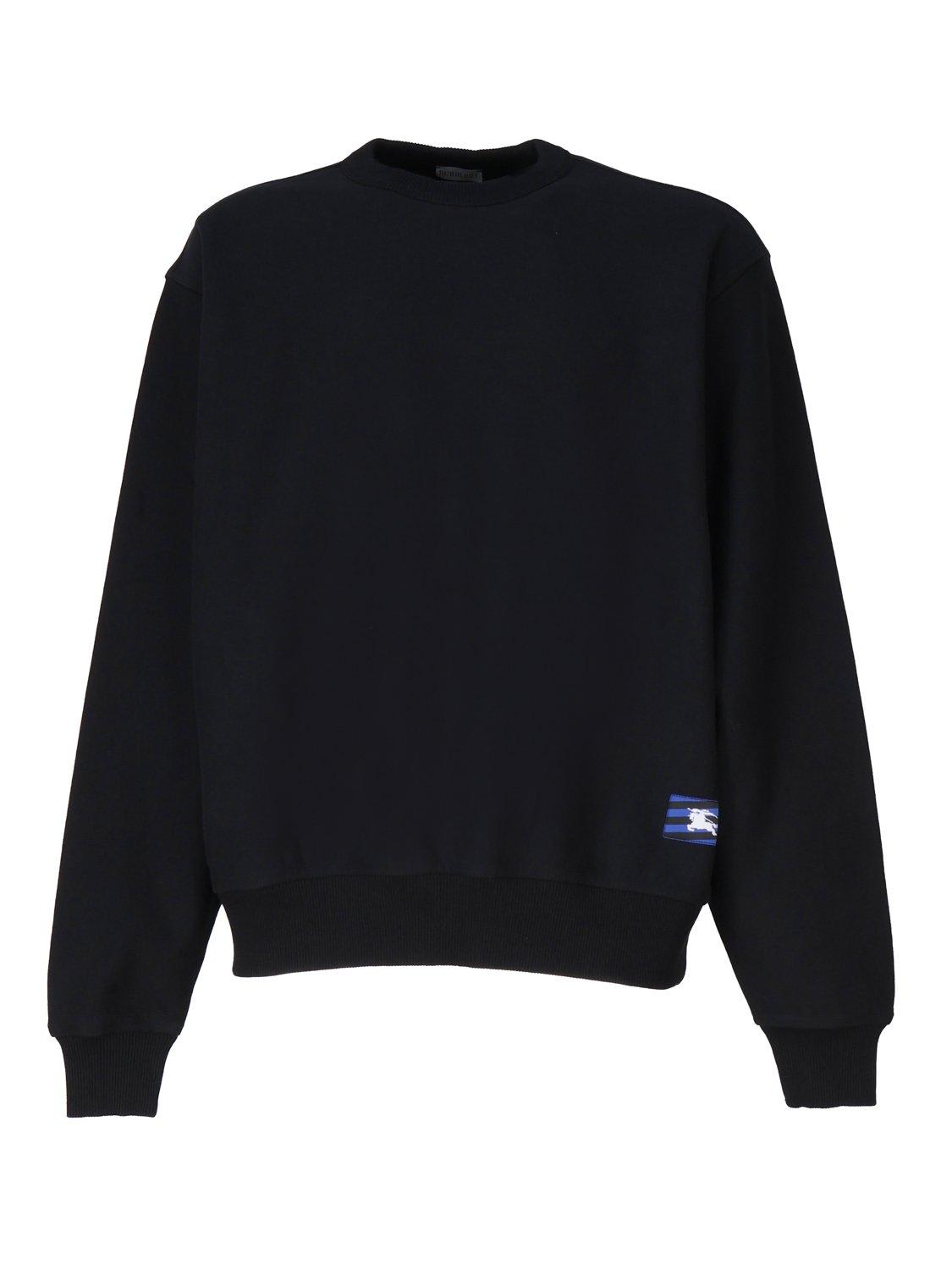 Shop Burberry Logo Patch Crewneck Sweater In Black