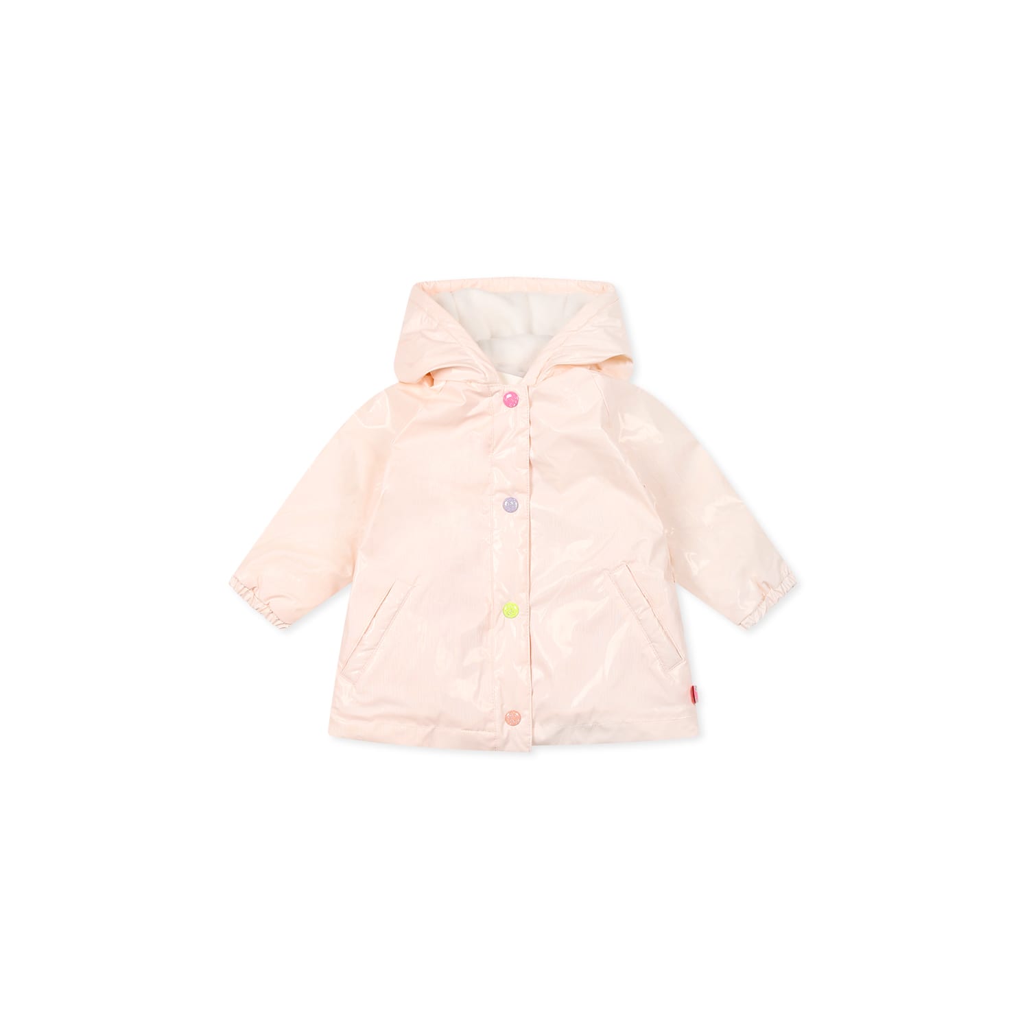 Shop Billieblush Pink Raincoat For Baby Girl With Hearts