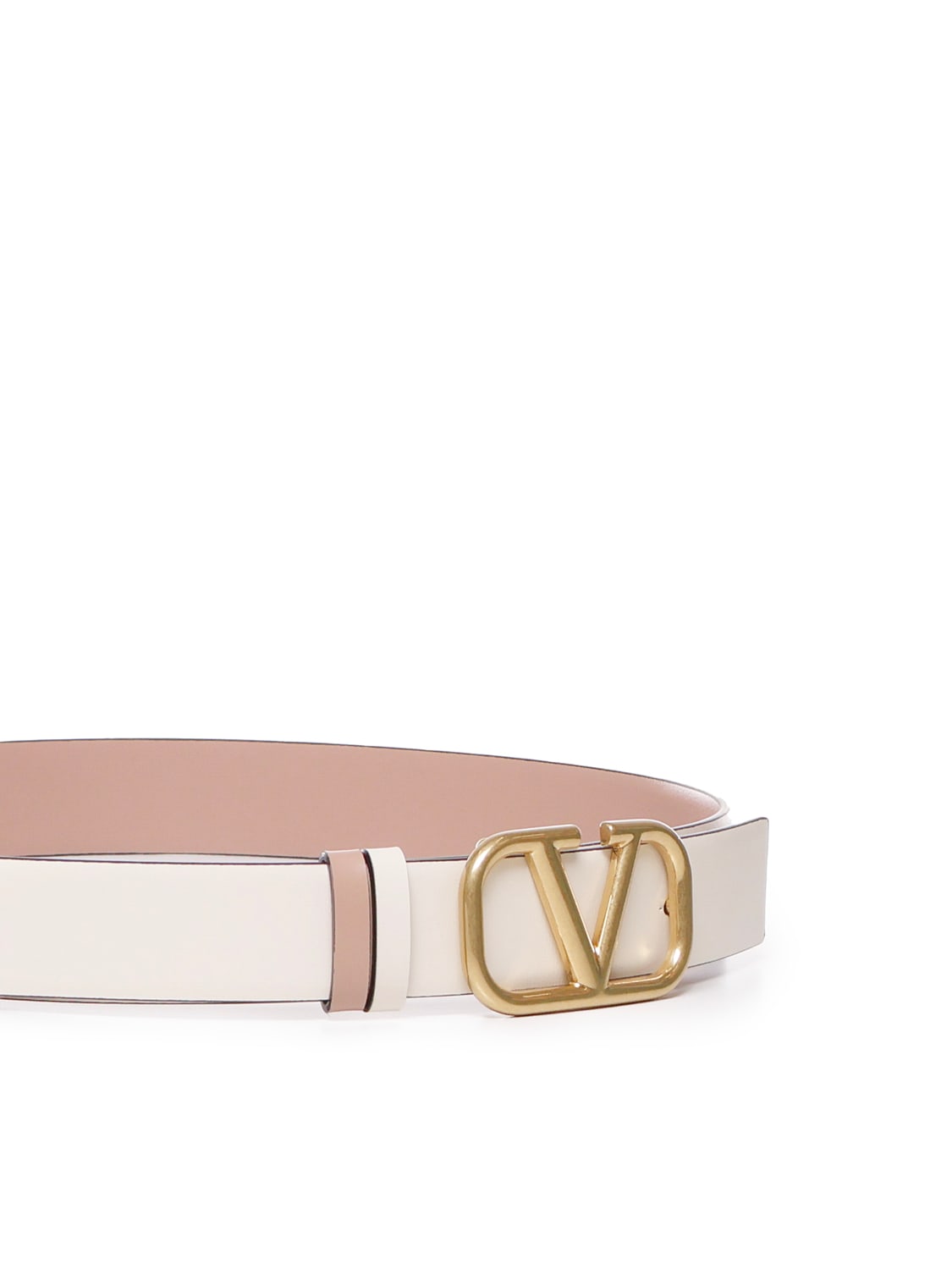 Valentino Vlogo Signature Belt In Polished Calfskin In White
