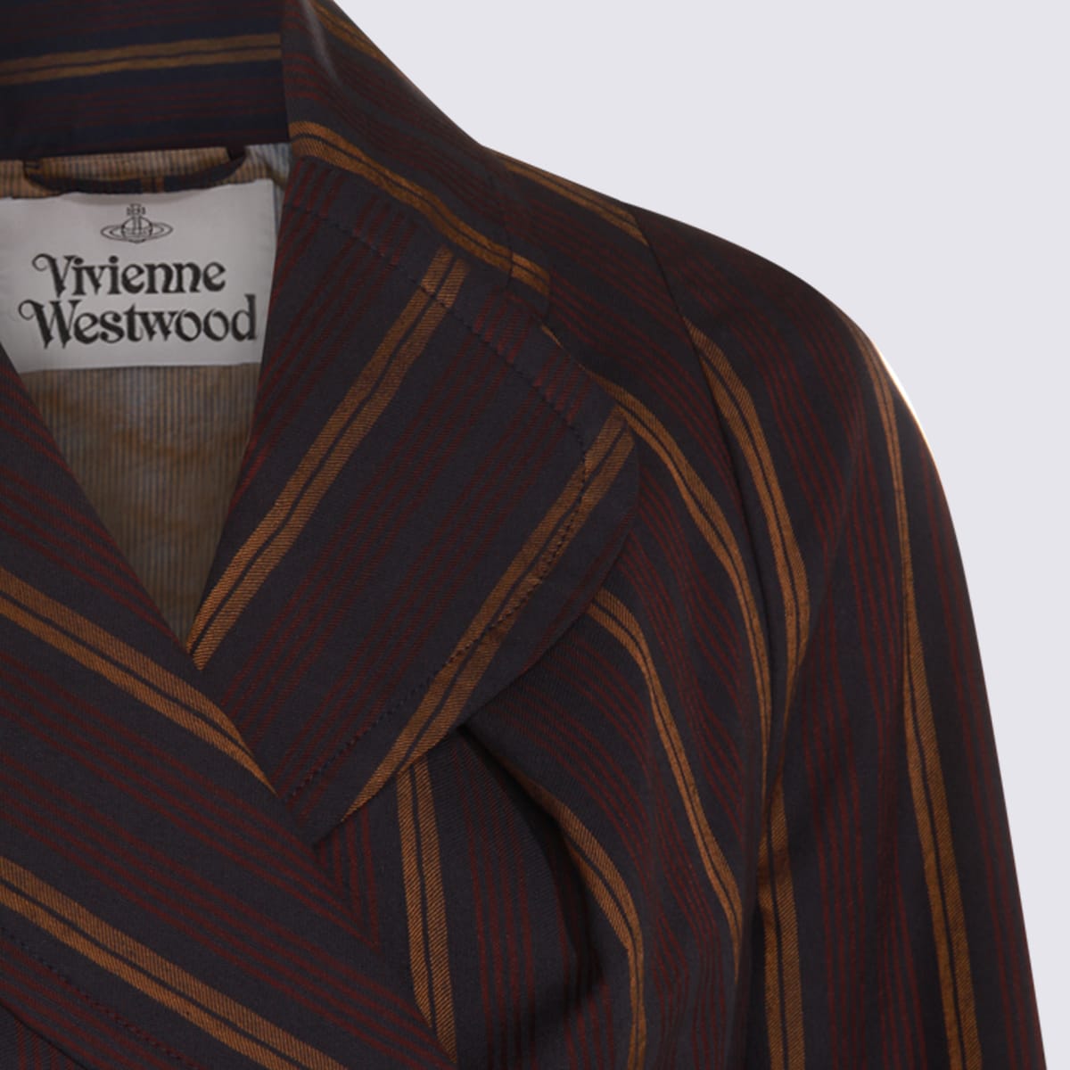Vivienne Westwood Striped Blazer With Long Sleeves And Pockets In Brown