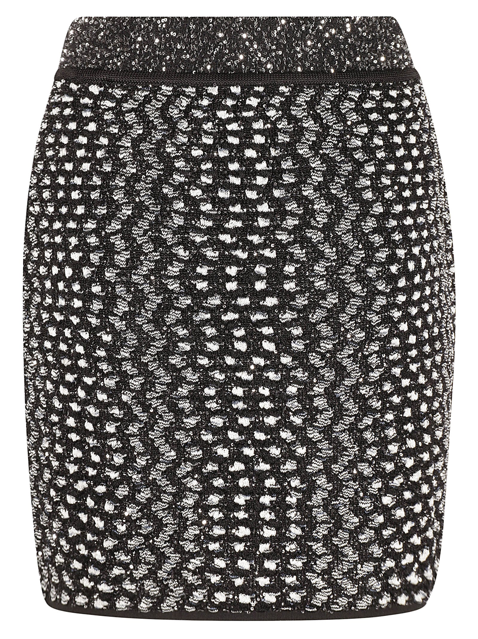 Shop Missoni Zig-zag Pattern Embellished Mini Skirt In White/black