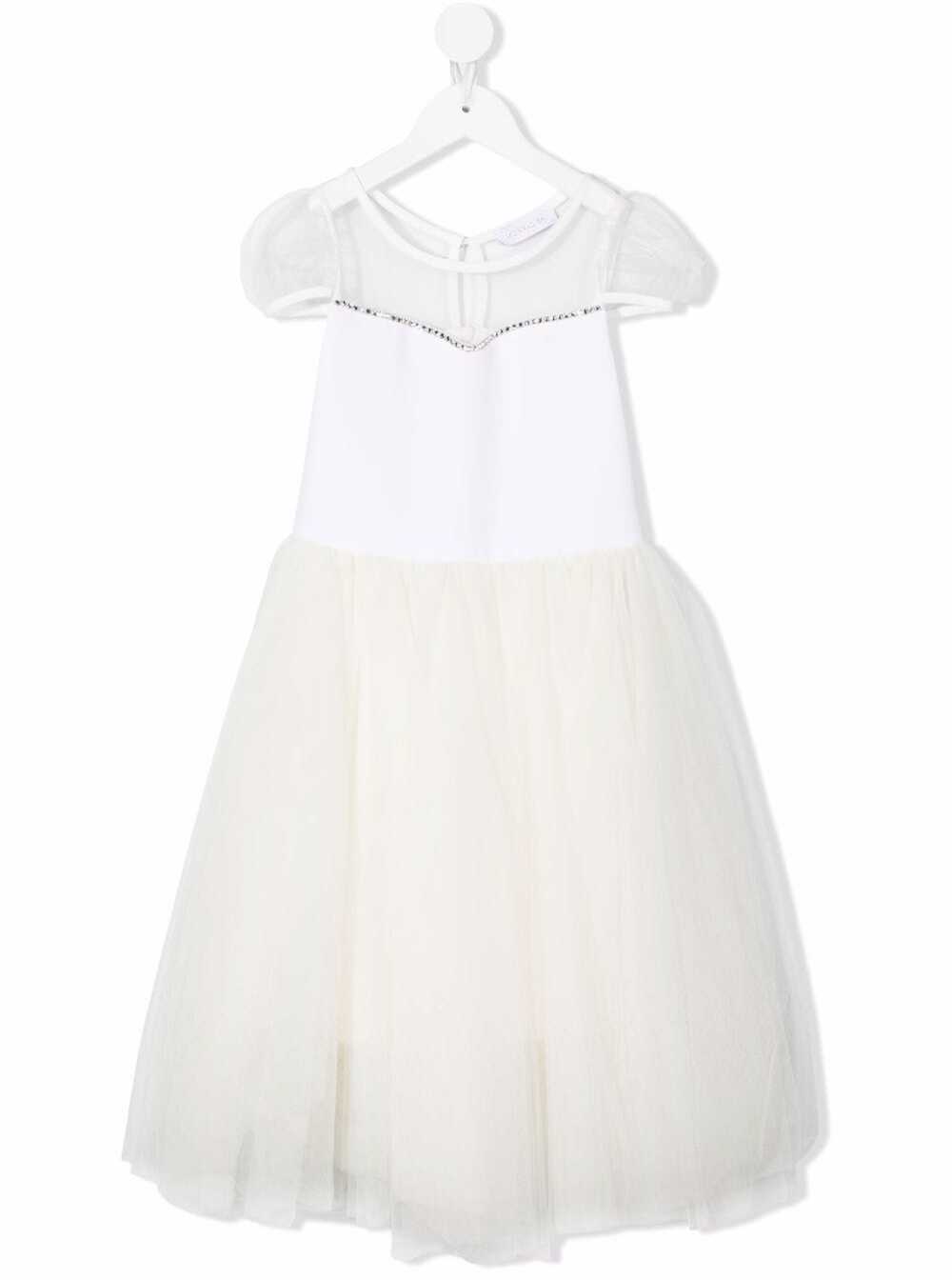 Monnalisa White Midi Dress With Decoration