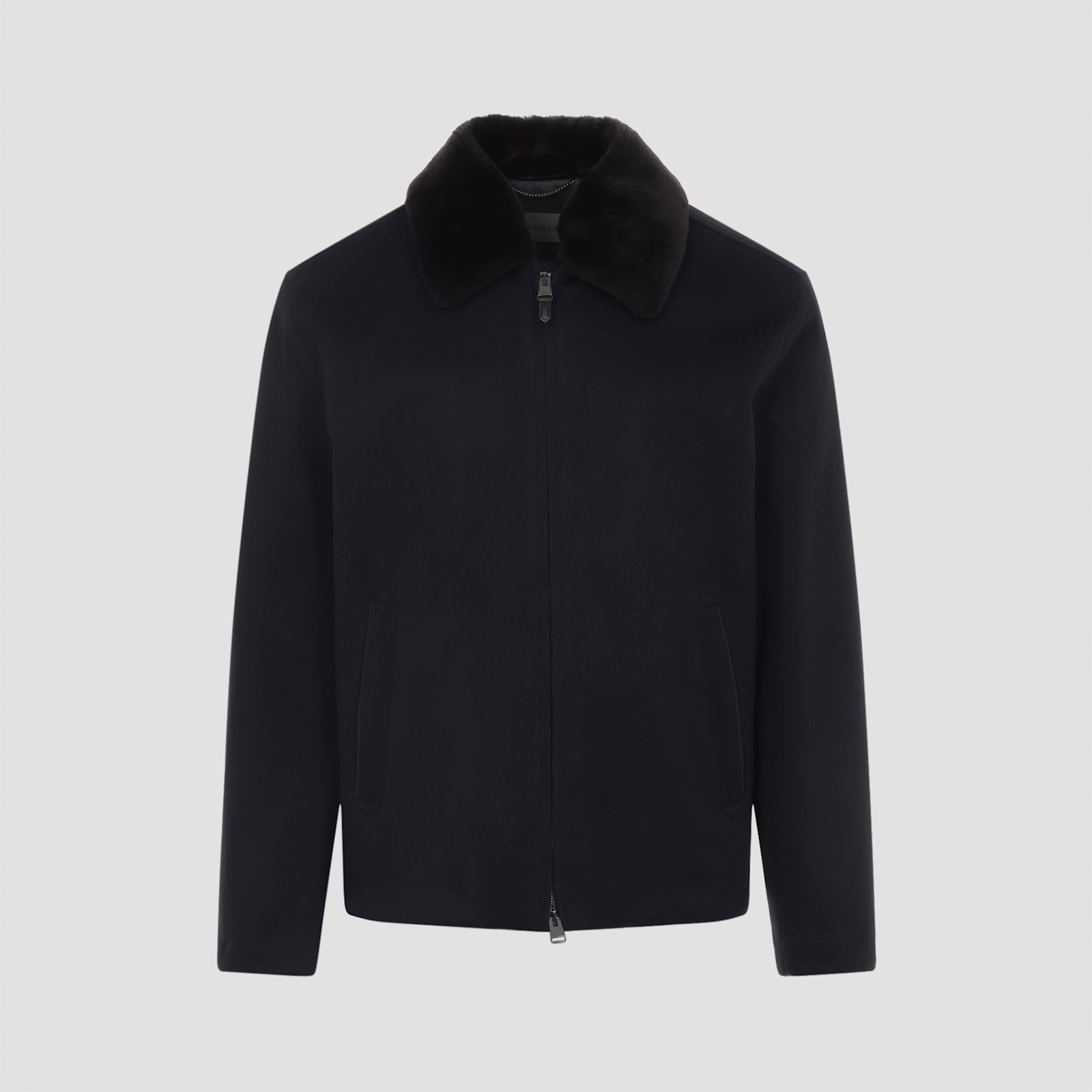 Canali Coach Jacket With Colar Shirling In Black