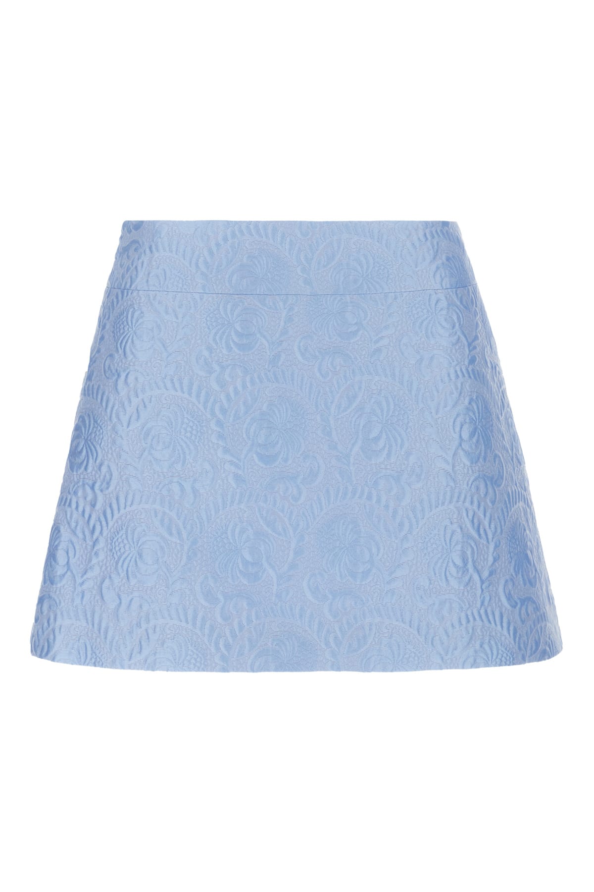 Dolce & Gabbana Light-blue Cotton Blend Mini Skirt In Glicine