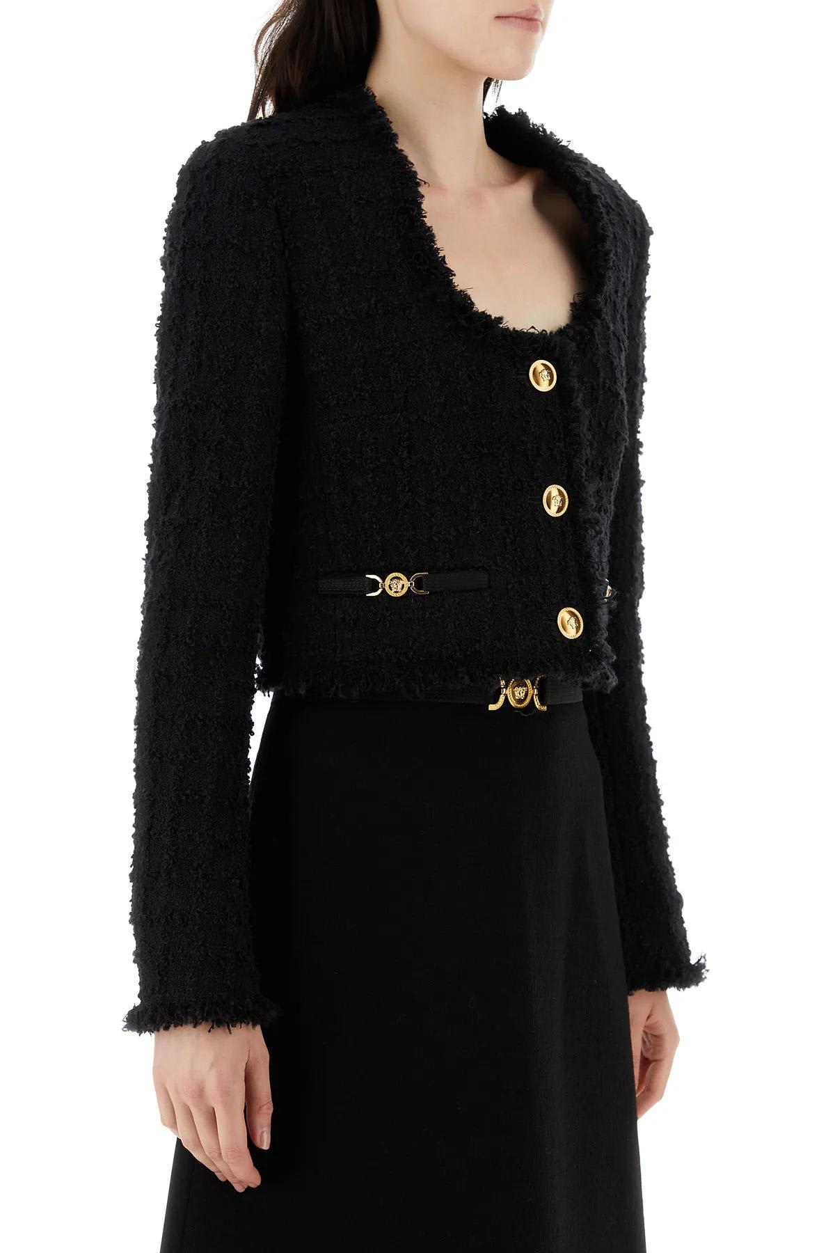 Shop Versace Black Tweed Blazer