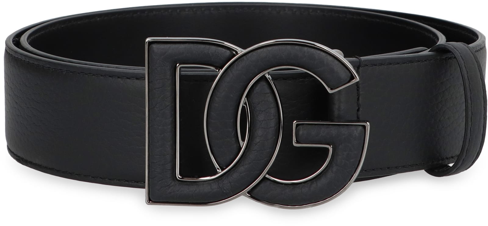 Shop Dolce & Gabbana Calf Leather Belt With Buckle In Nero