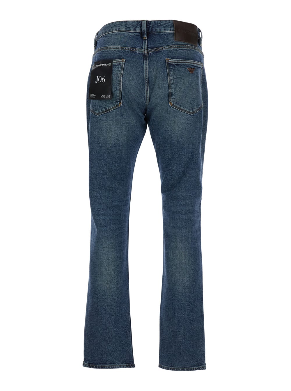 Emporio Armani Blue Jeans With Belt Loops And Logo Patch On The Rear In Blu