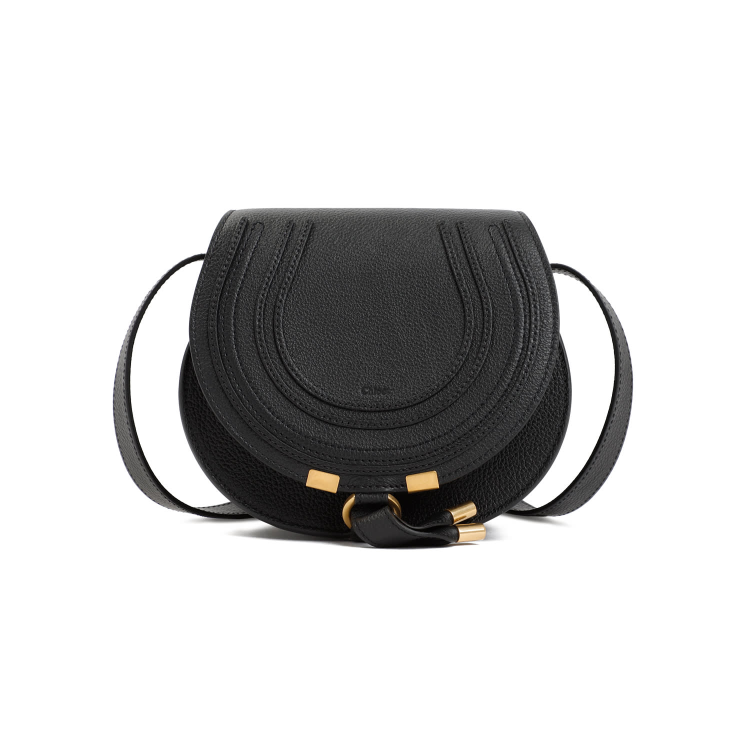 Shop Chloé Marcie Small Saddle Bag In Black