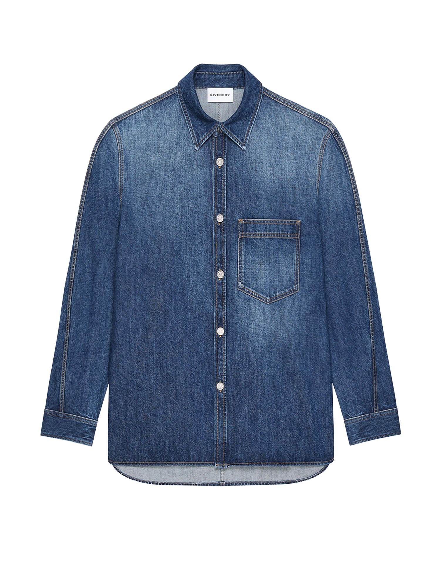 Givenchy Men Overshirt Denim Shirt In Blue