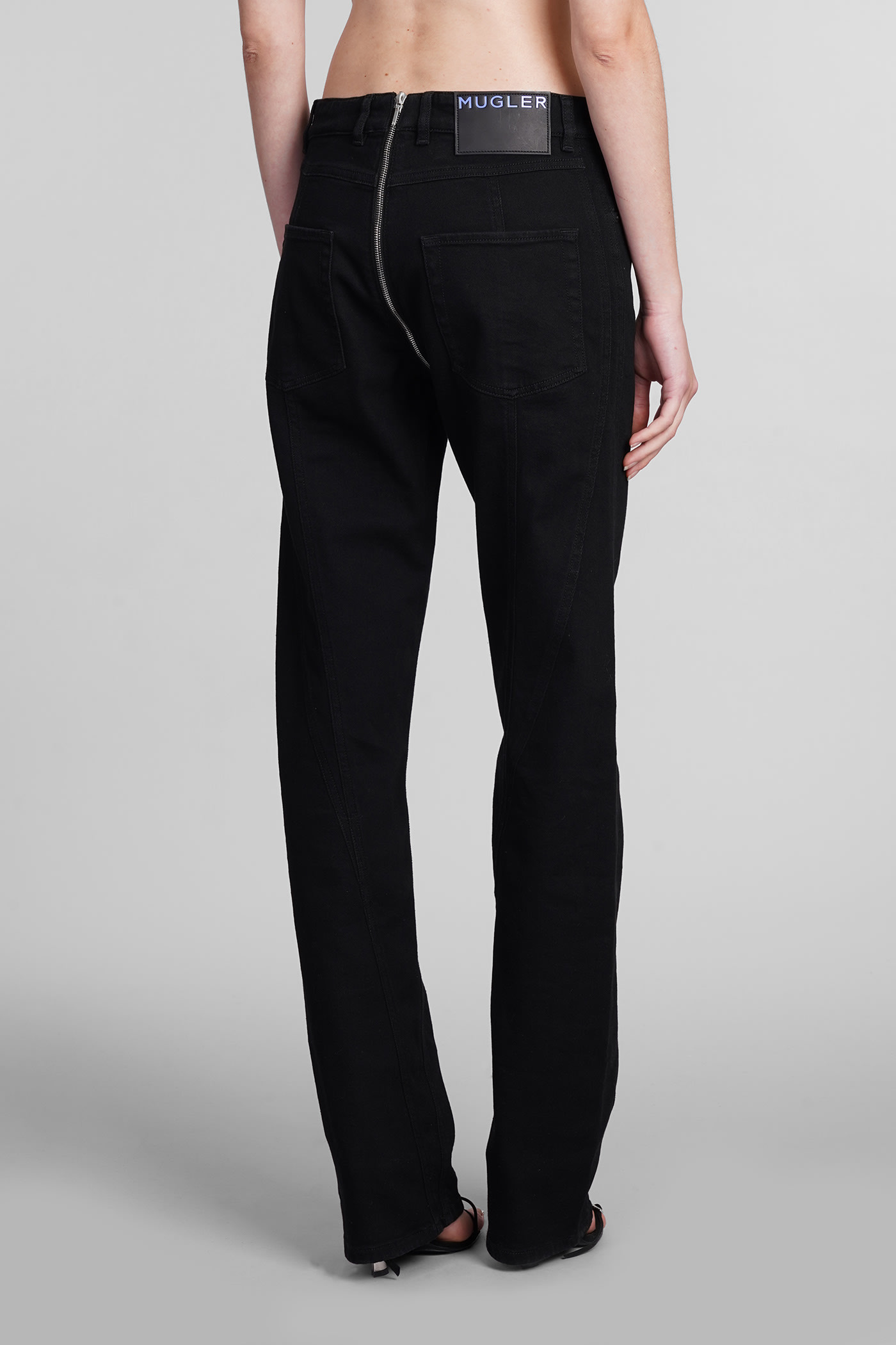 Mugler Jeans In Black Denim In Black