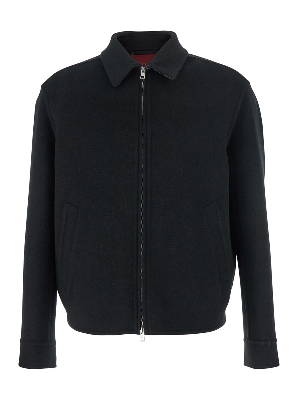 Gucci Black Jacket With Classic Collar And Front Zip Closure In Wool Man In Gray