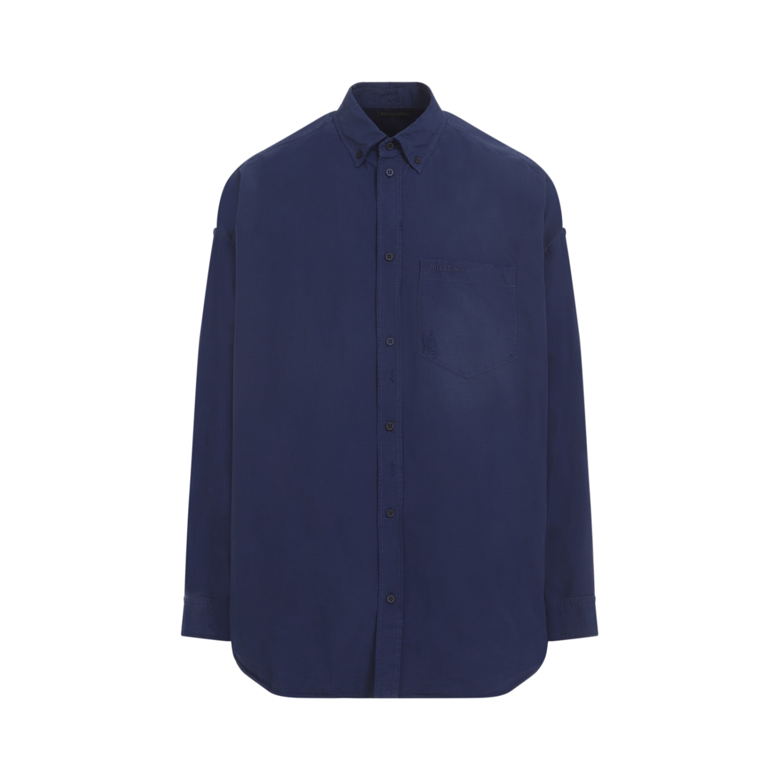 Shop Balenciaga Ls Cocoon Shirt In Marine Blue