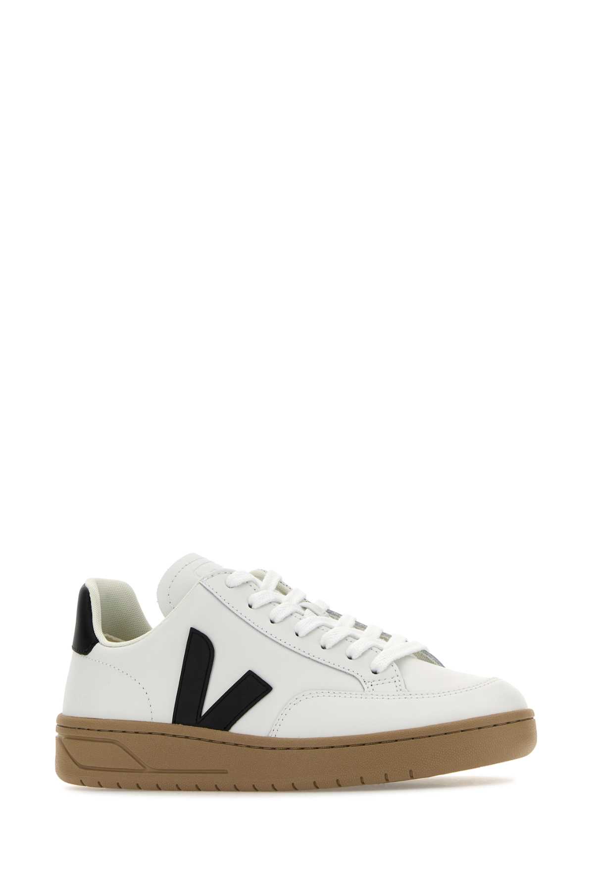 Shop Veja White Leather V-12 Sneakers In Extwhibladun