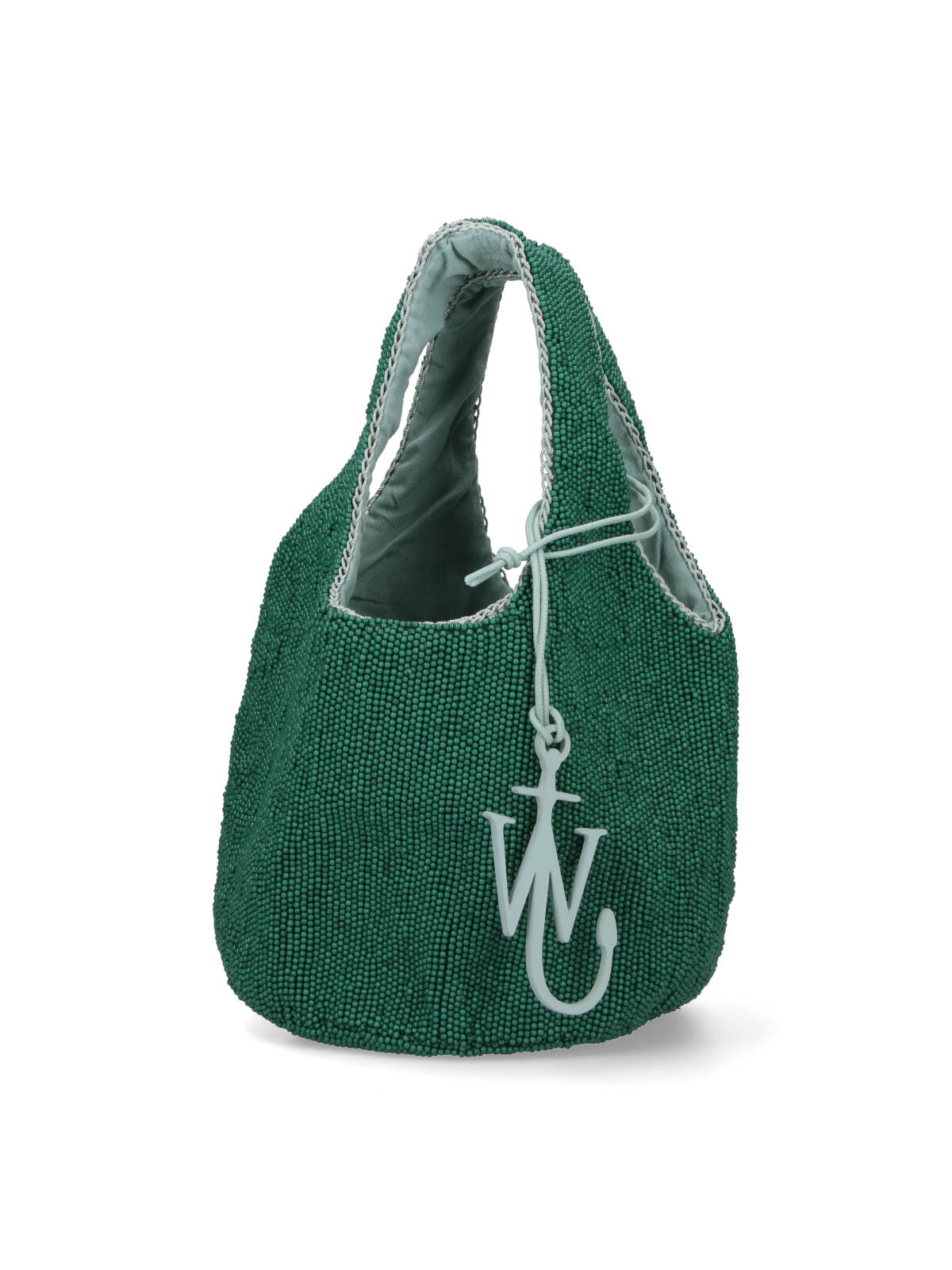 Jw Anderson Beaded Shoulder Bag Structured Shape In Green