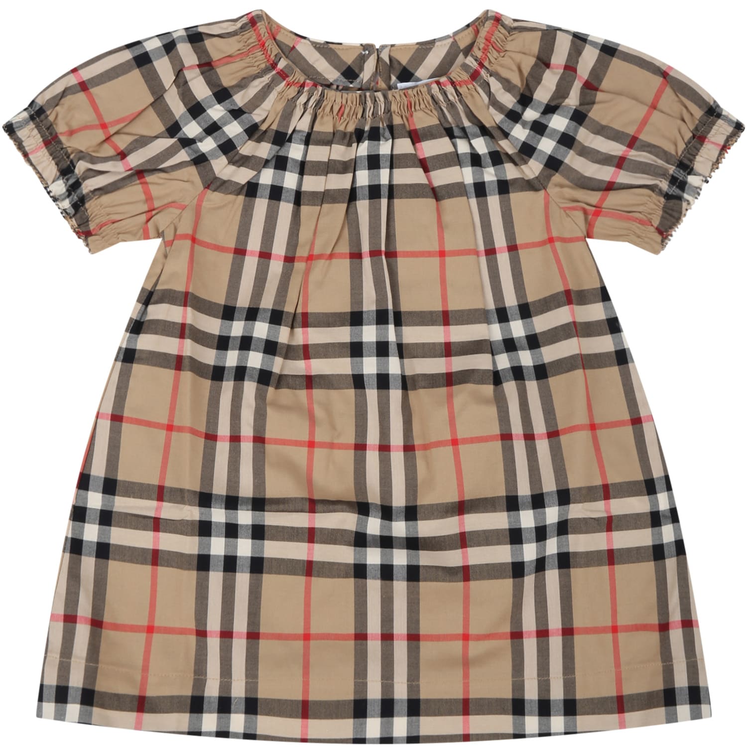 Burberry Beige Dress For Babygirl With Vintage Checks