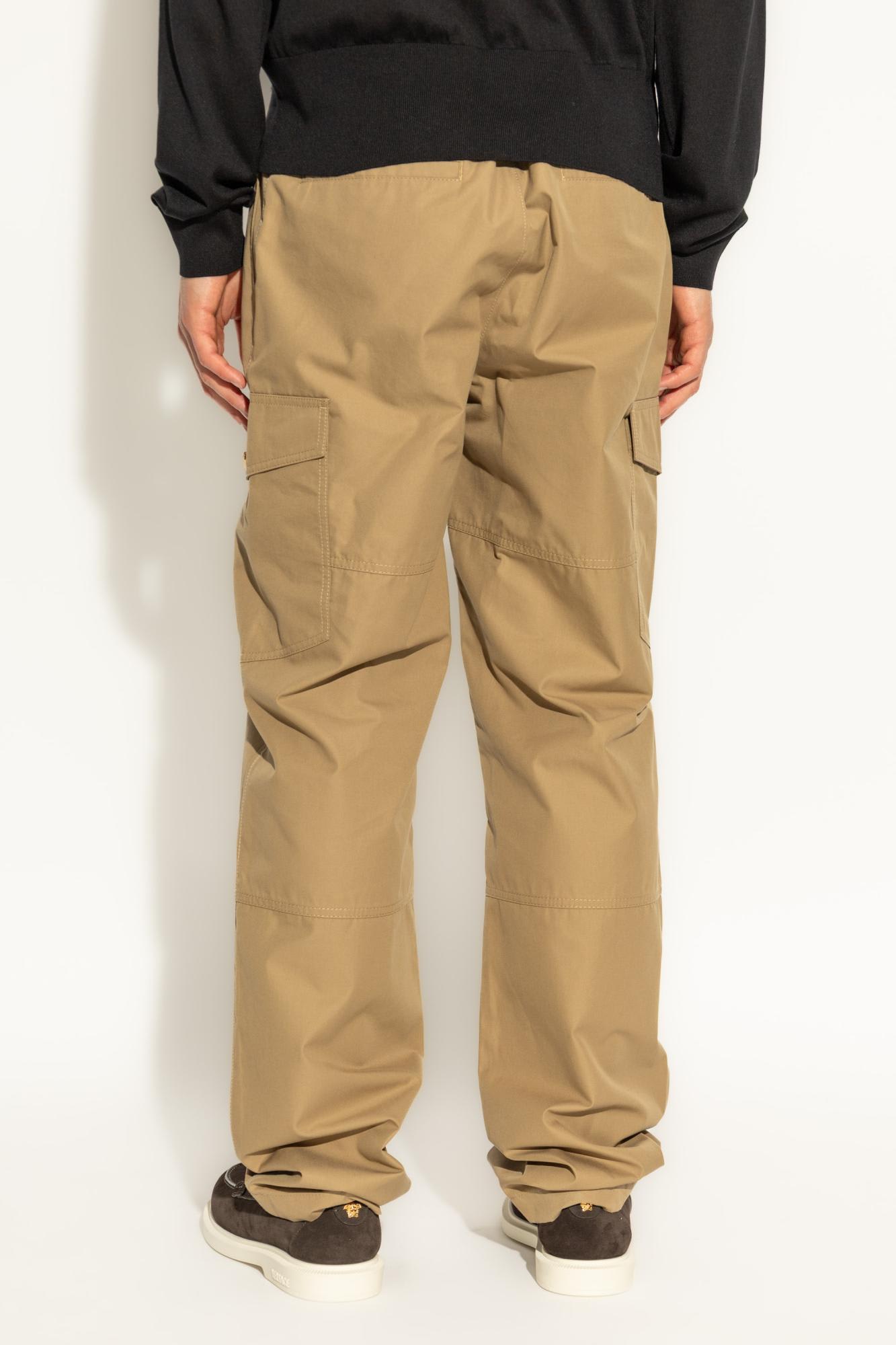 Versace Cotton Cargo Pants In Brown