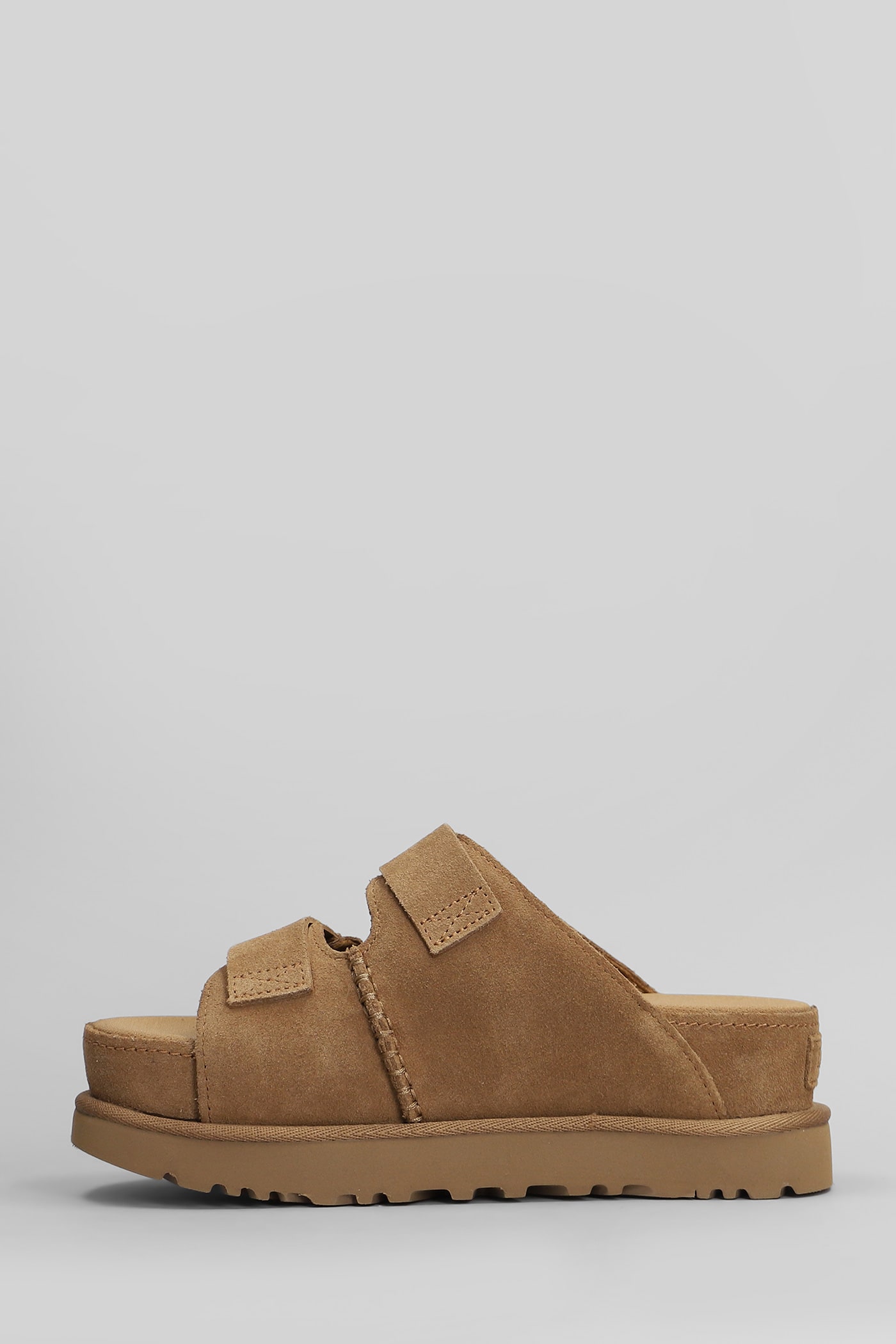 UGG GOLDENSTAR HI SLIDE SLIPPER-MULE IN LEATHER COLOR SUEDE