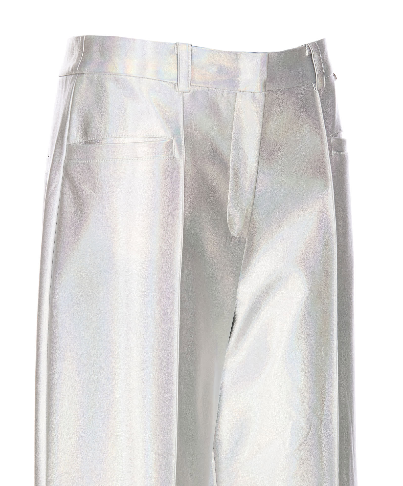 Shop Liu •jo Laminated Effect Pants In Silver