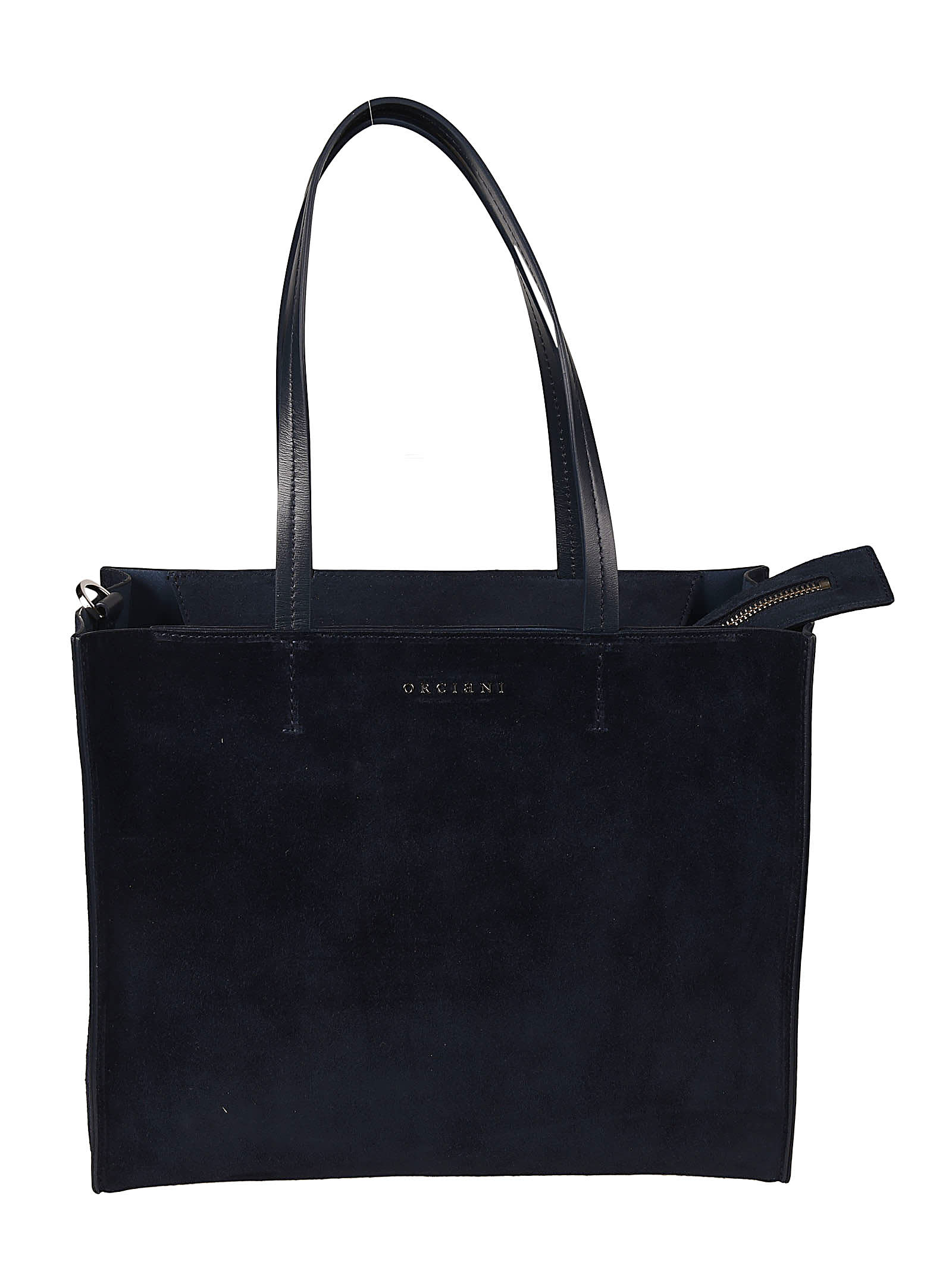 Orciani Top Handle Logo Plaque Detail Zipped Tote