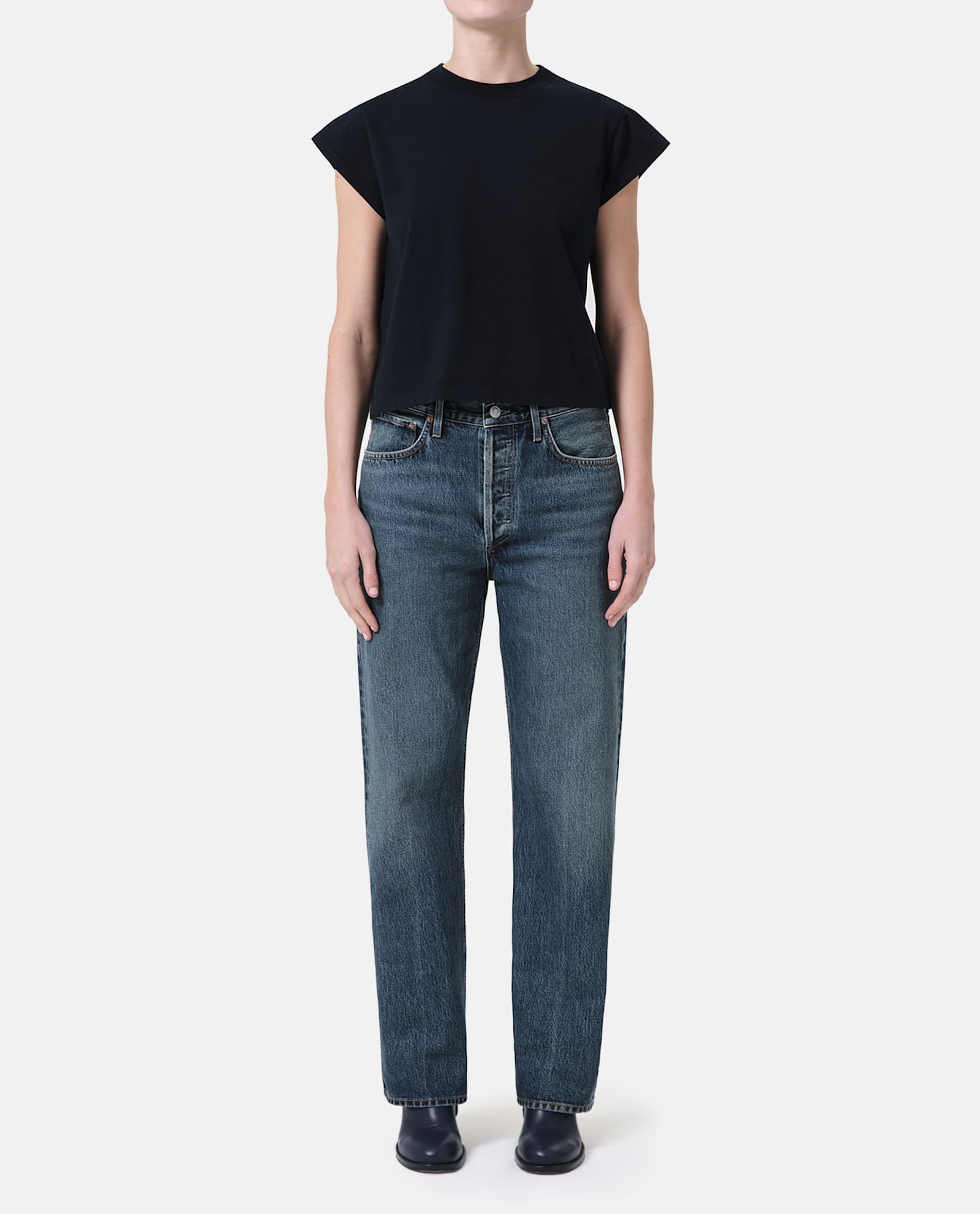 Shop Agolde Fran Dwell Denim Pants In Blue