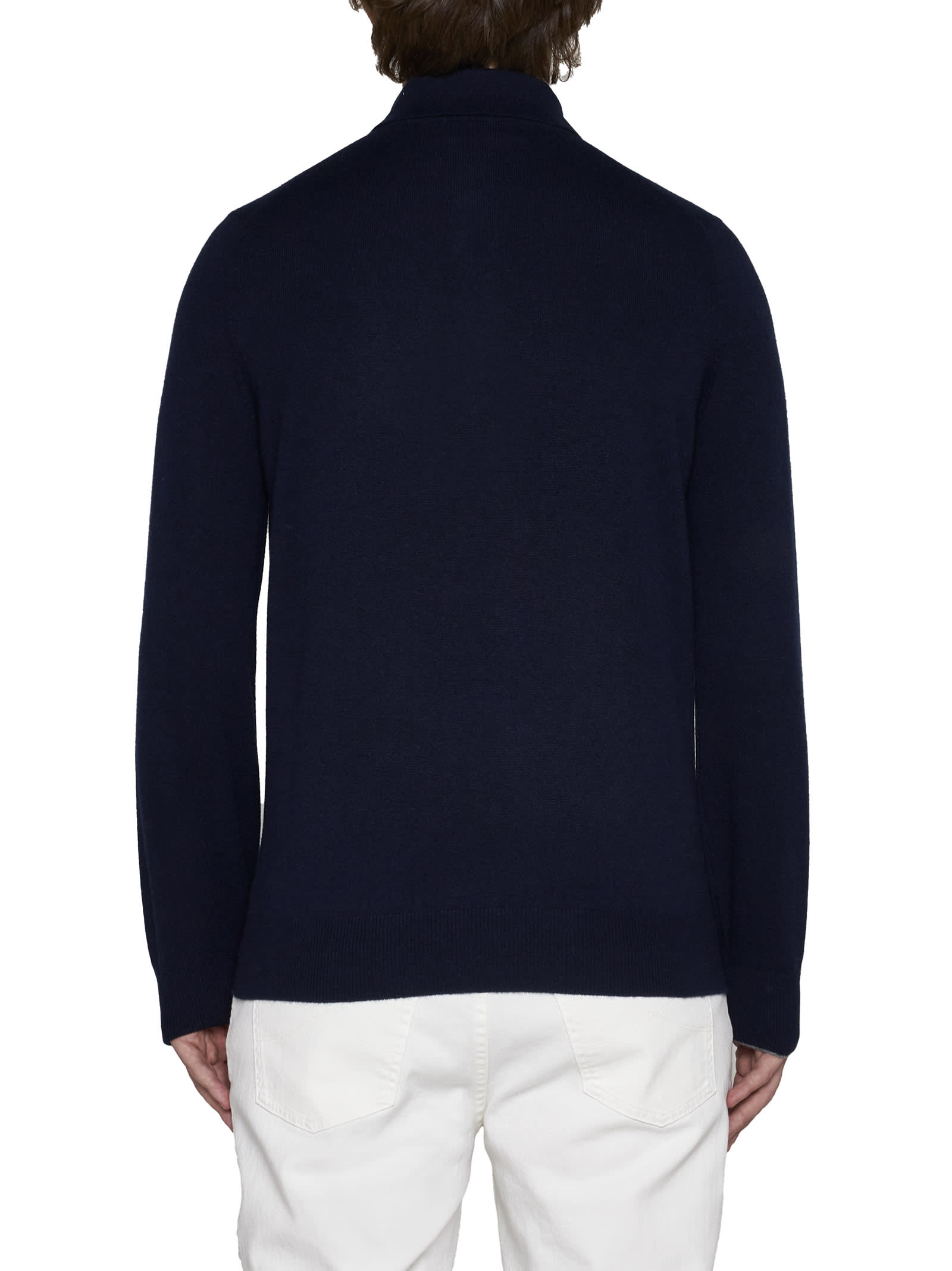 Brunello Cucinelli Cashmere Polo Sweater In Blu