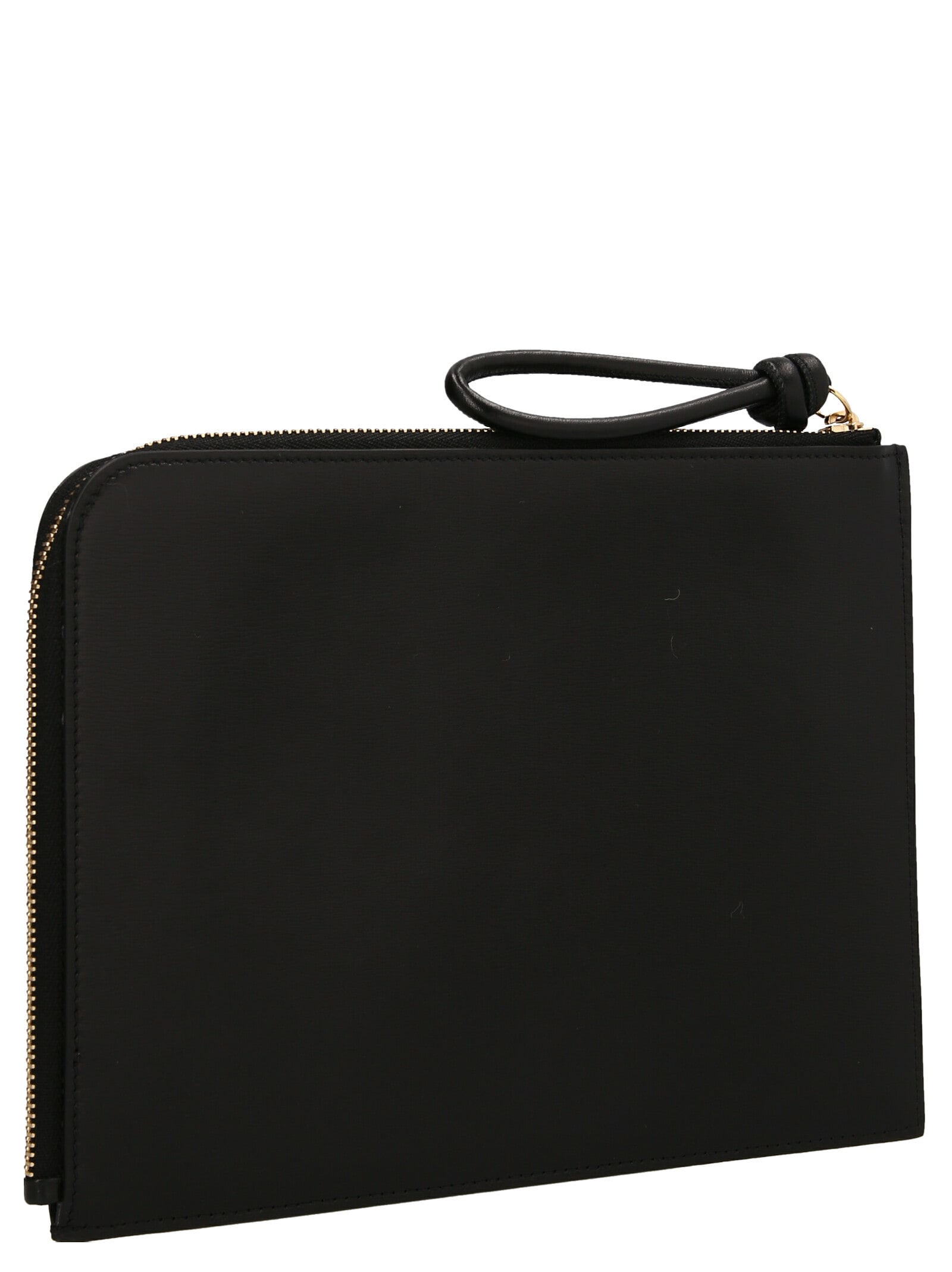 Shop Jil Sander Logo Leather Clutch In Black