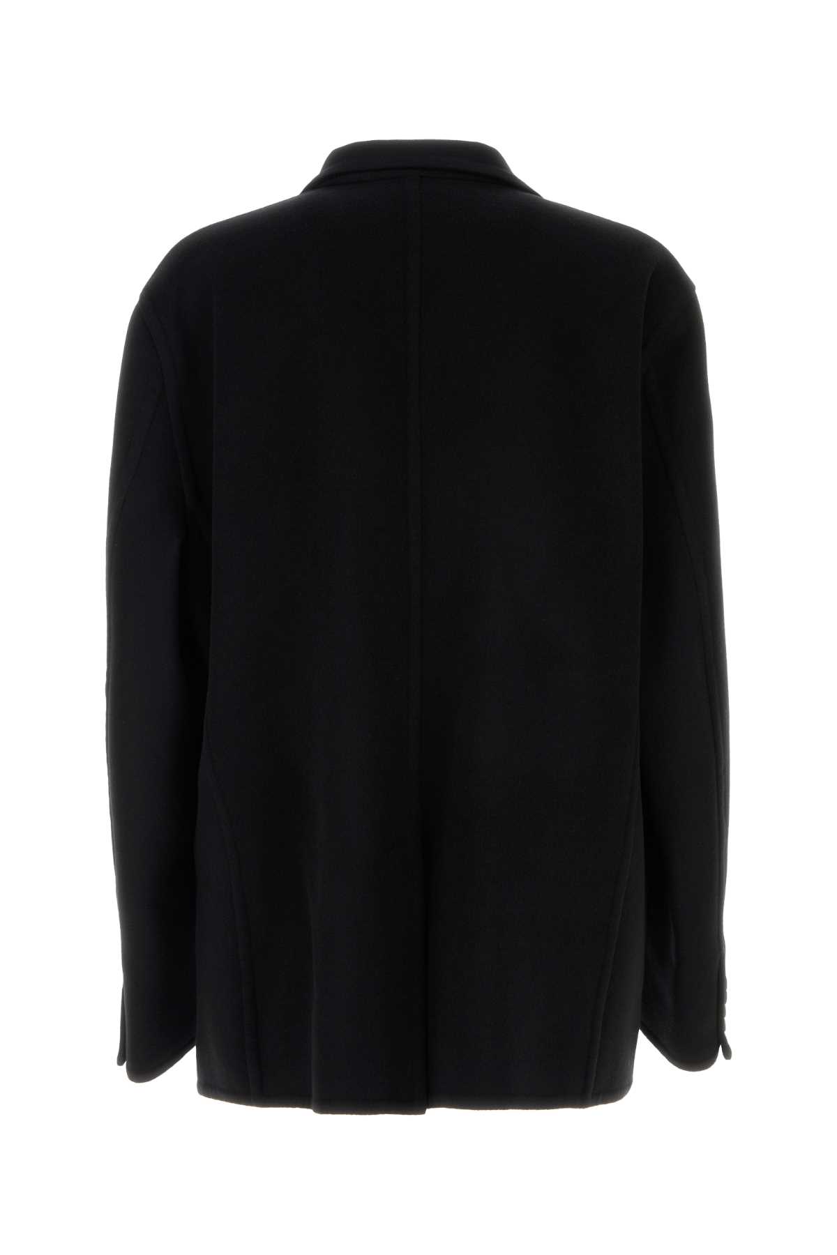Balenciaga Flannel Blazer With Notch Lapel And Pockets In Black