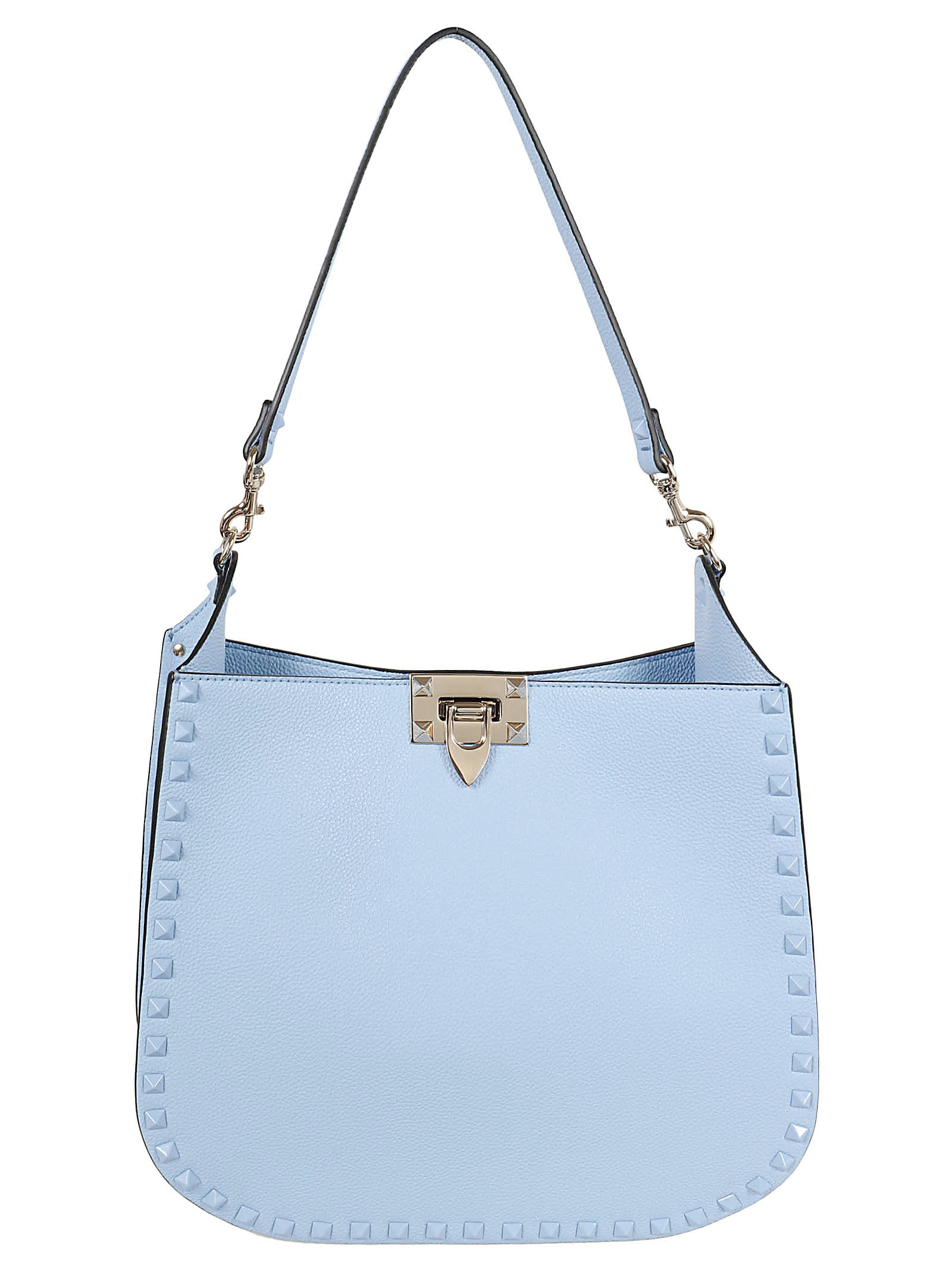Shop Valentino Hobo Bag Rockstud In Zqw Popeline Blue