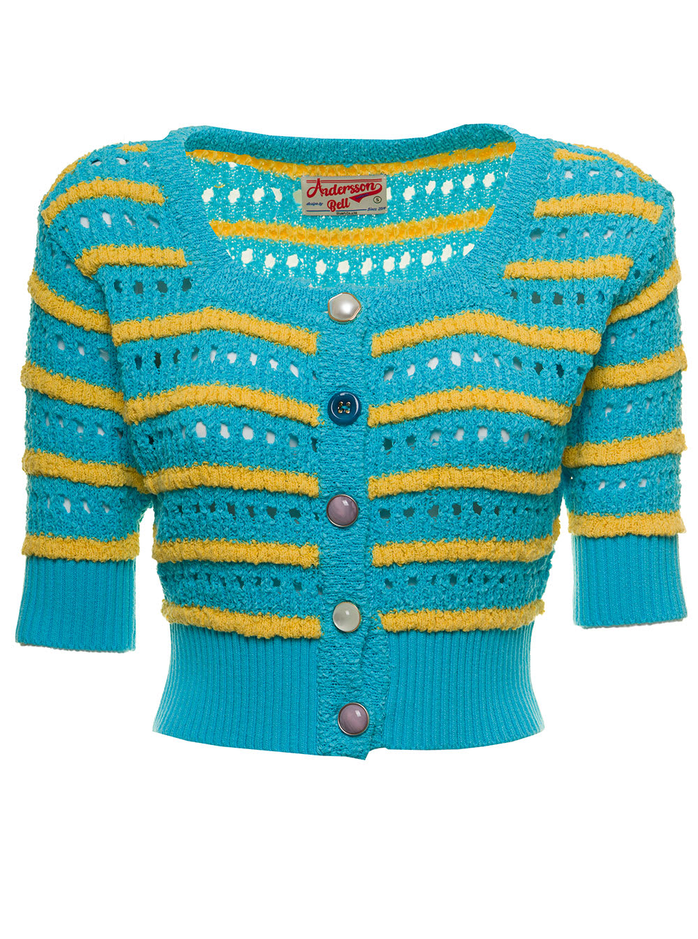 Andersson Bell Womans Choi Jewel Multicolor Cotton Crochet T-shirt