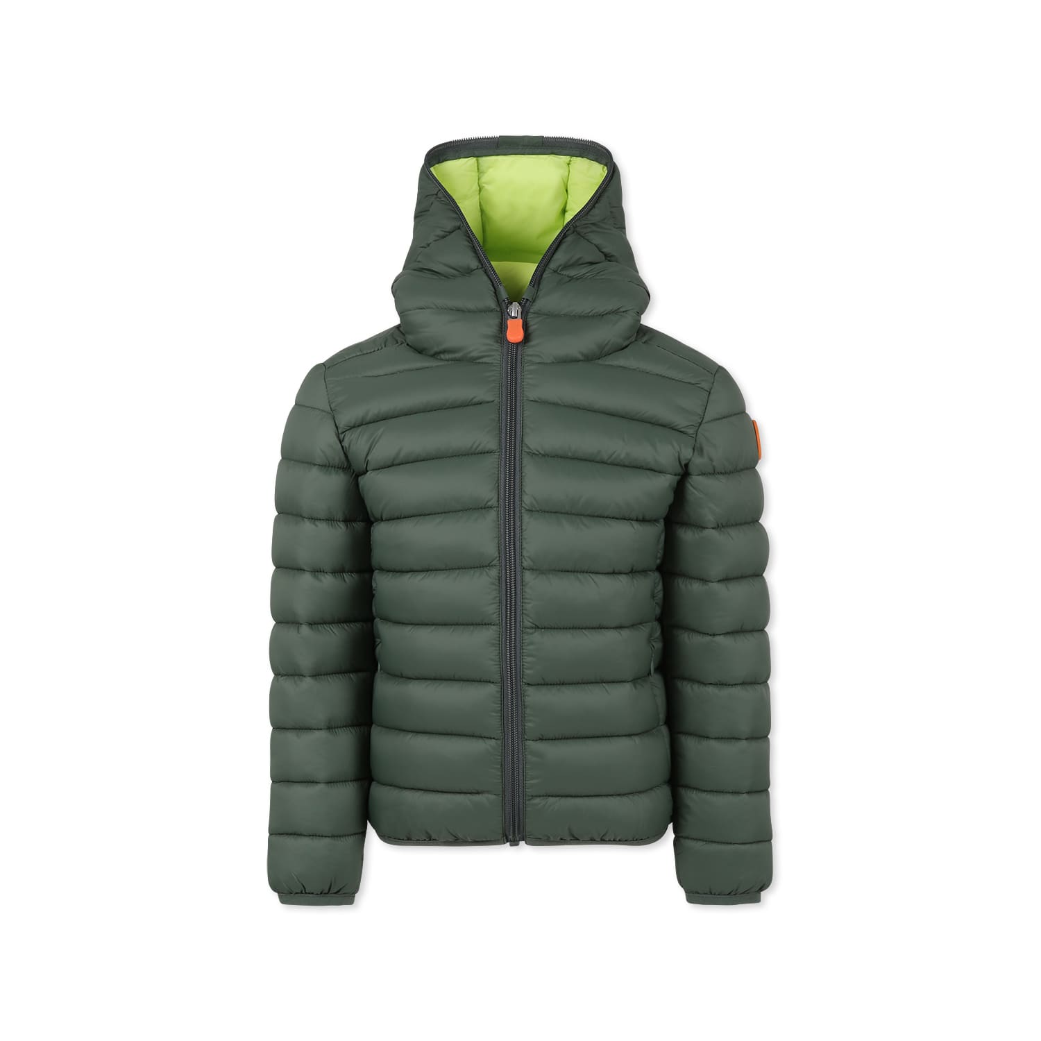 Save The Duck Green Down Jacket For Boy With Logo In Green