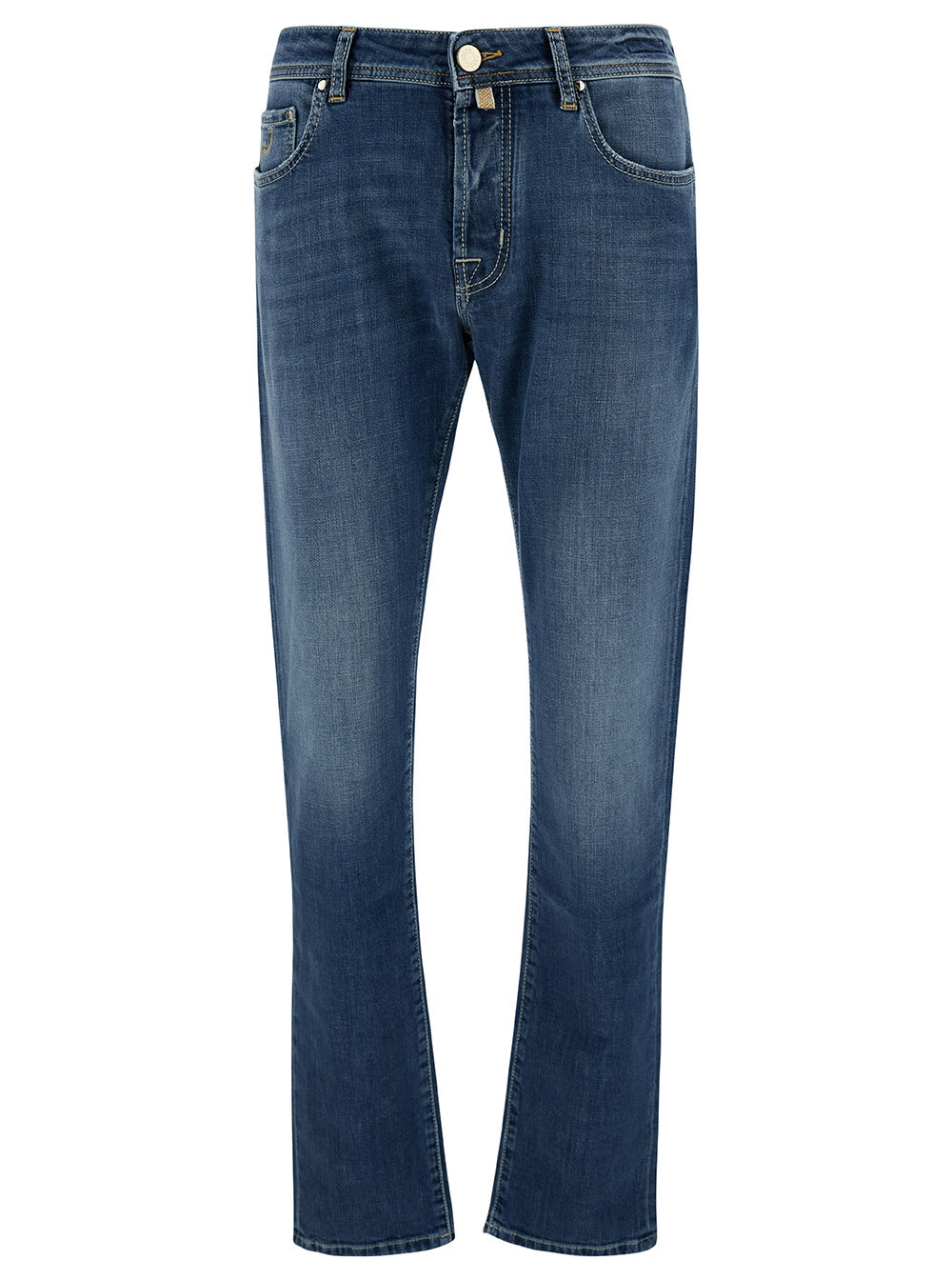 Shop Jacob Cohen Blue Slim Five-pocket Jeans In Cotton Denim Man