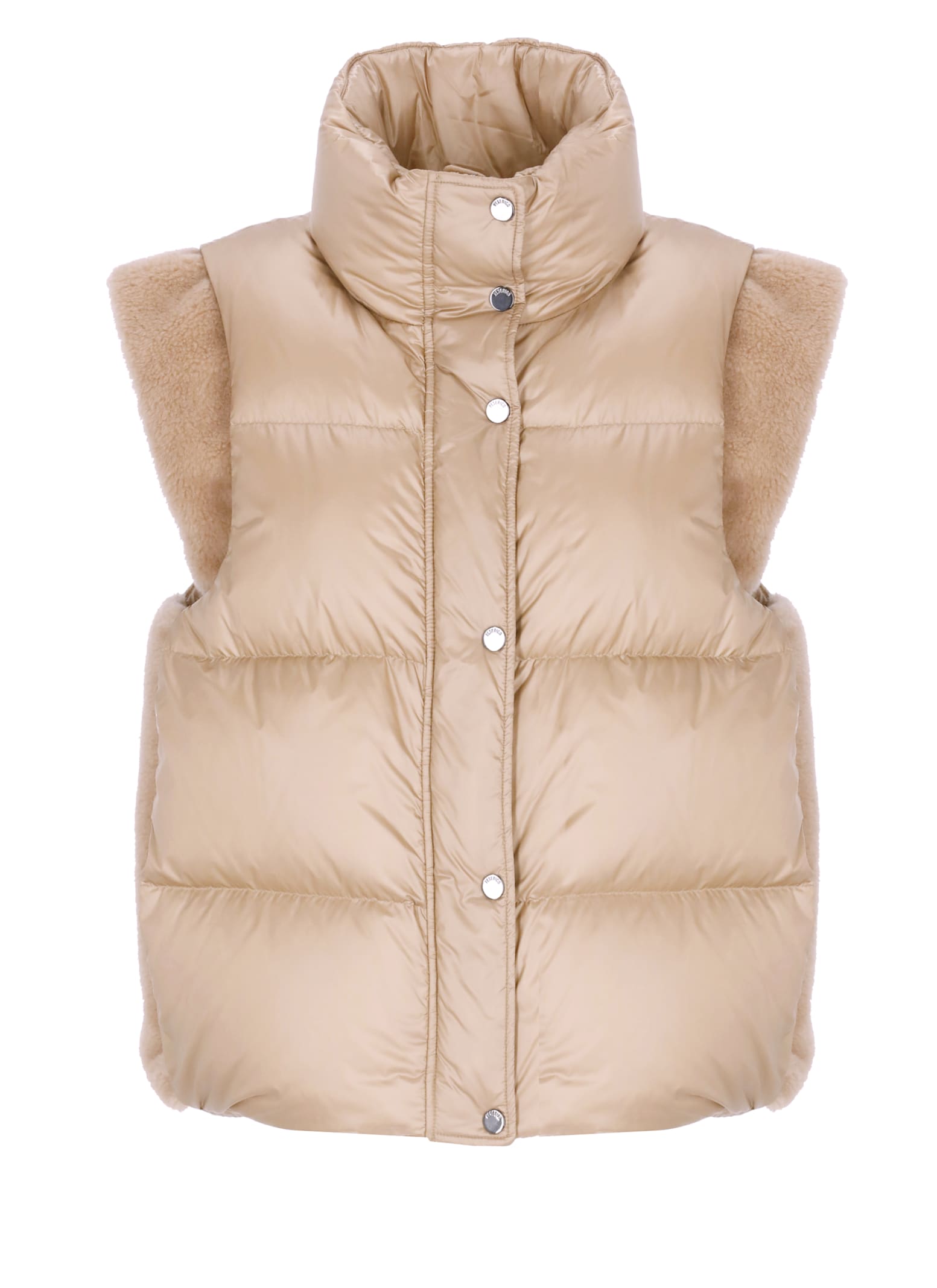 Peserico Sleeveless And Quilted Down Jacket In Brown