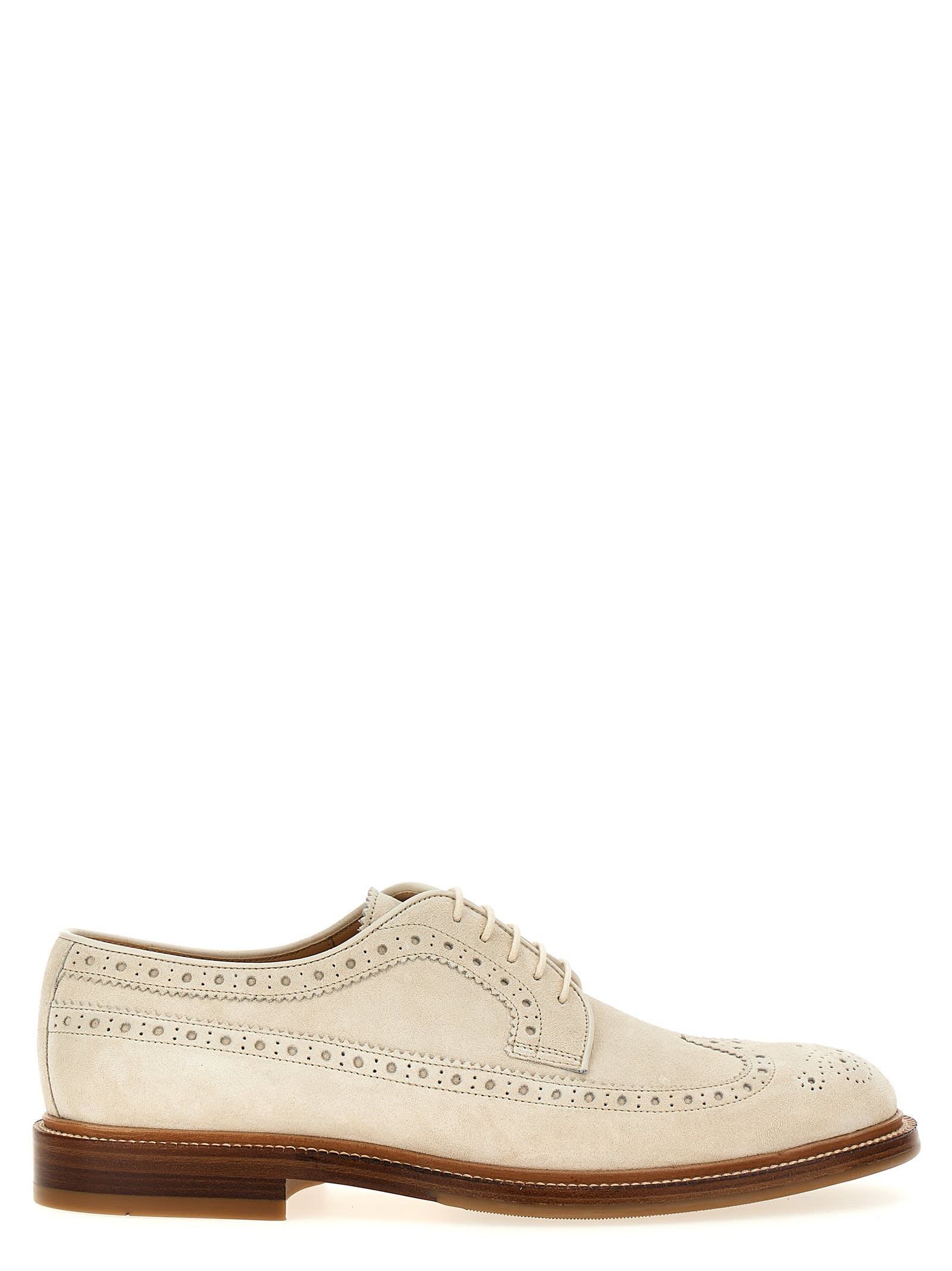 Shop Brunello Cucinelli Dovetail Lace-up Shoes In White