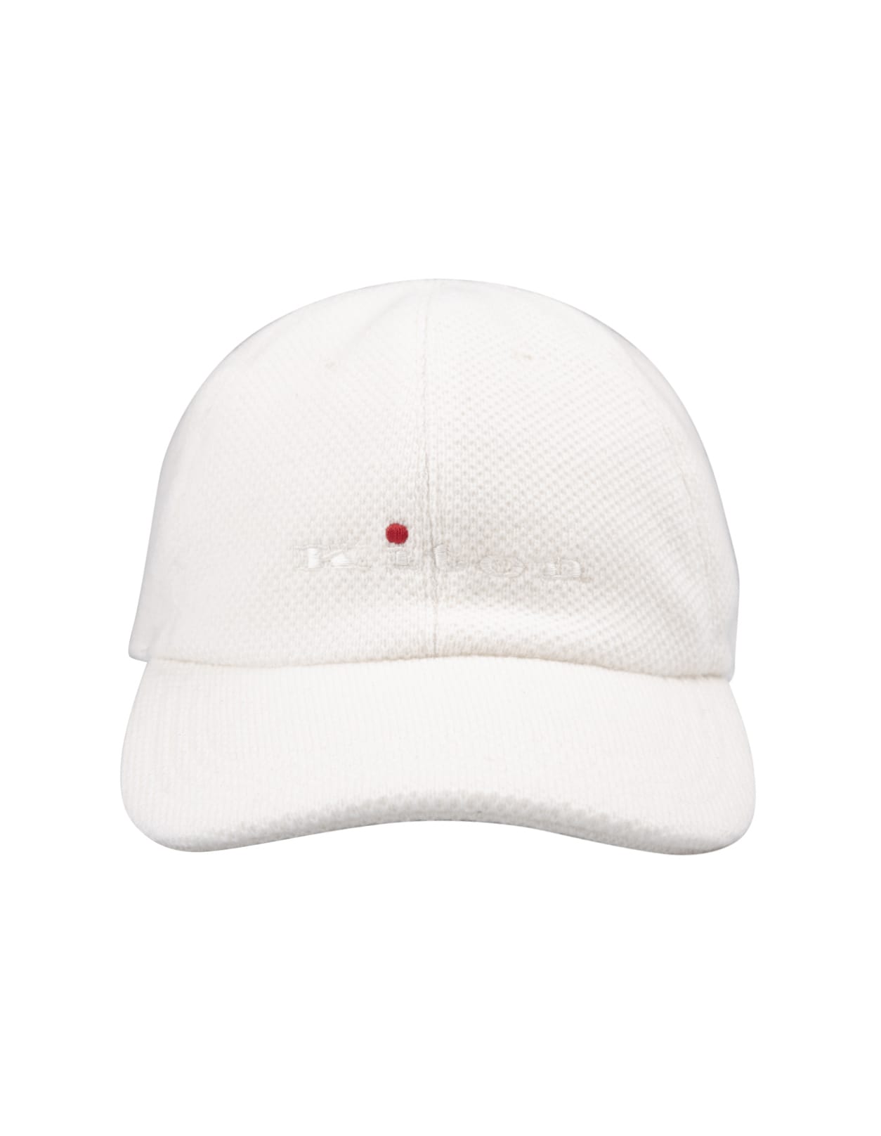 Shop Kiton White Cashmere Baseball Hat With Logo